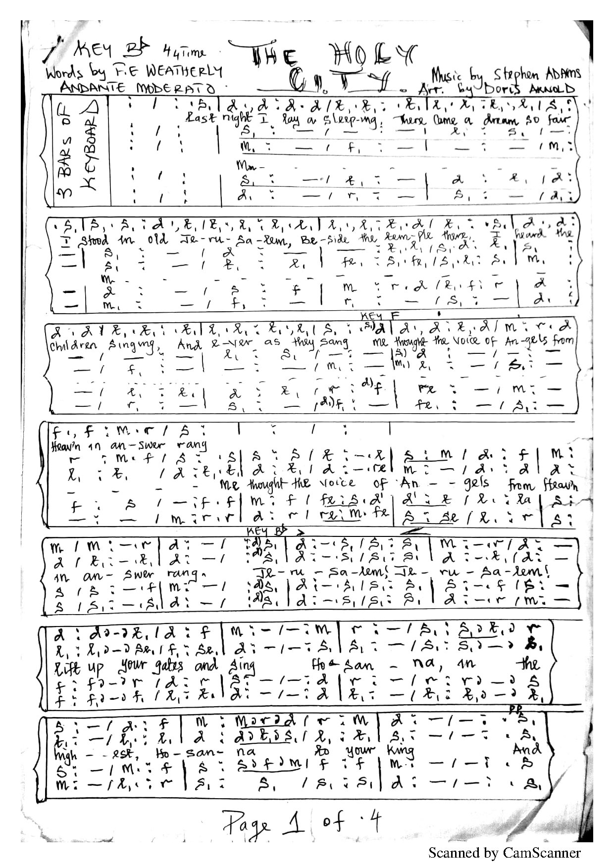 The Holy City Arr By Doris Arnold - Download Choir Script PDF