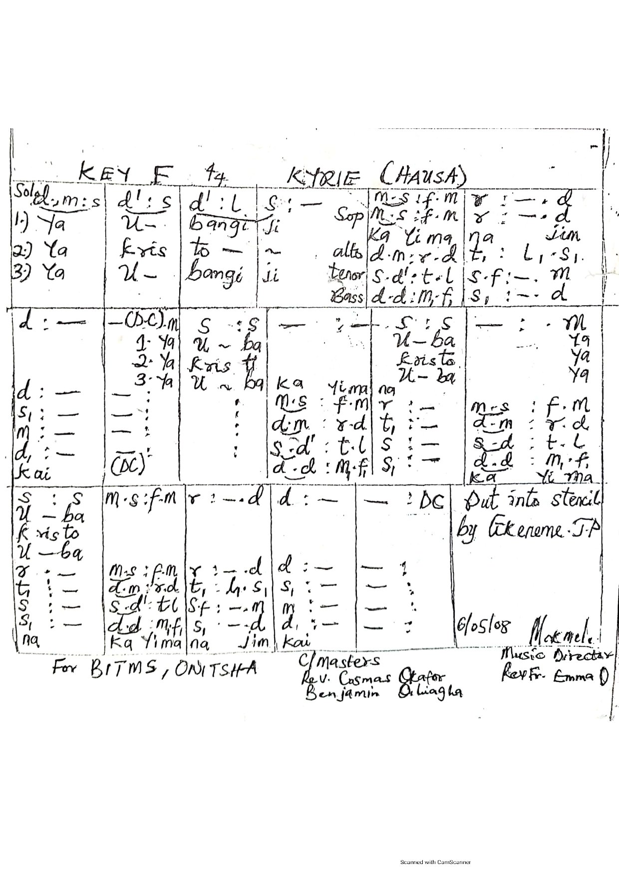 Ya Ubangiji-f - Download Choir Script PDF