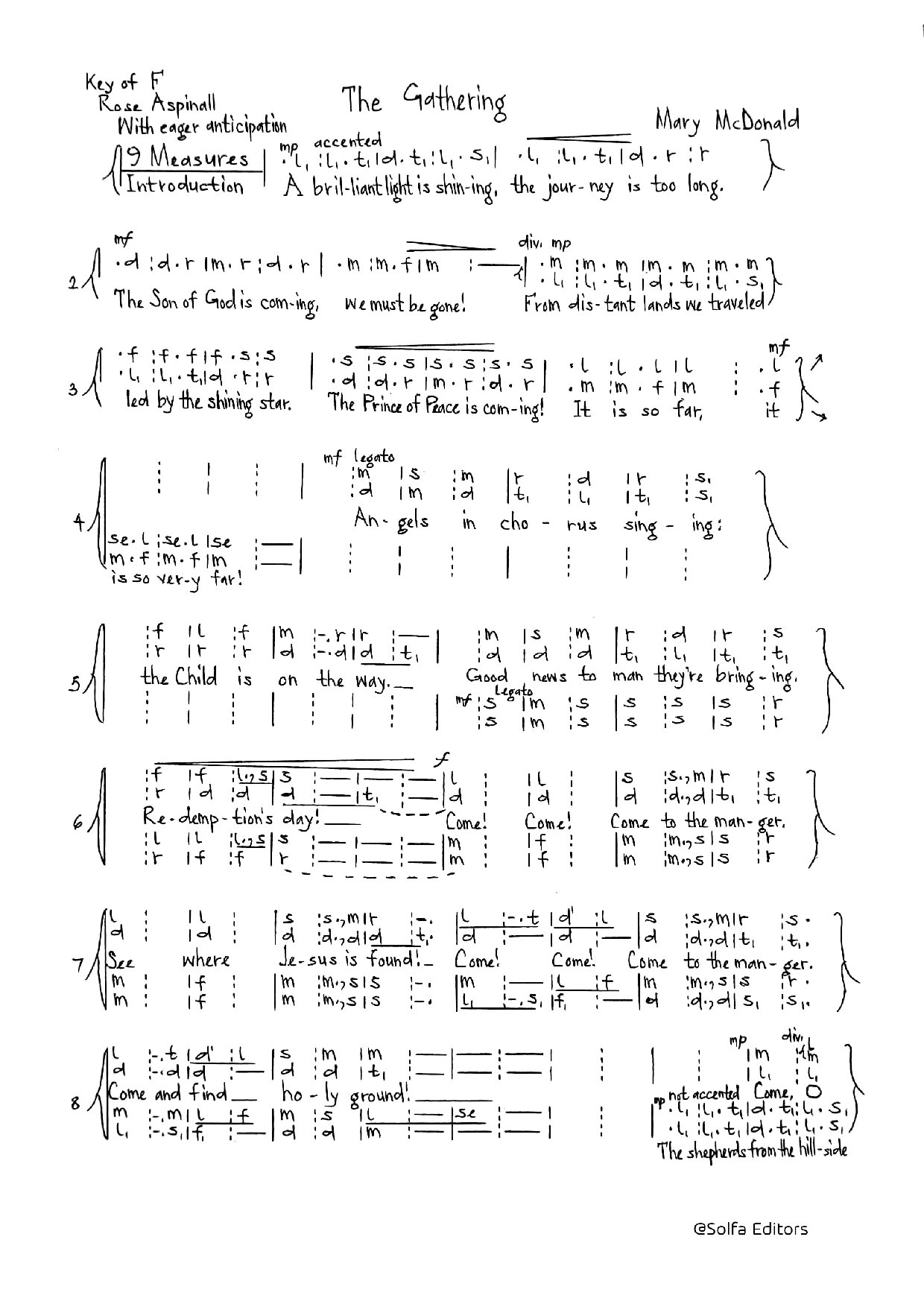The Gathering - Mcdonald - Download Choir Script PDF