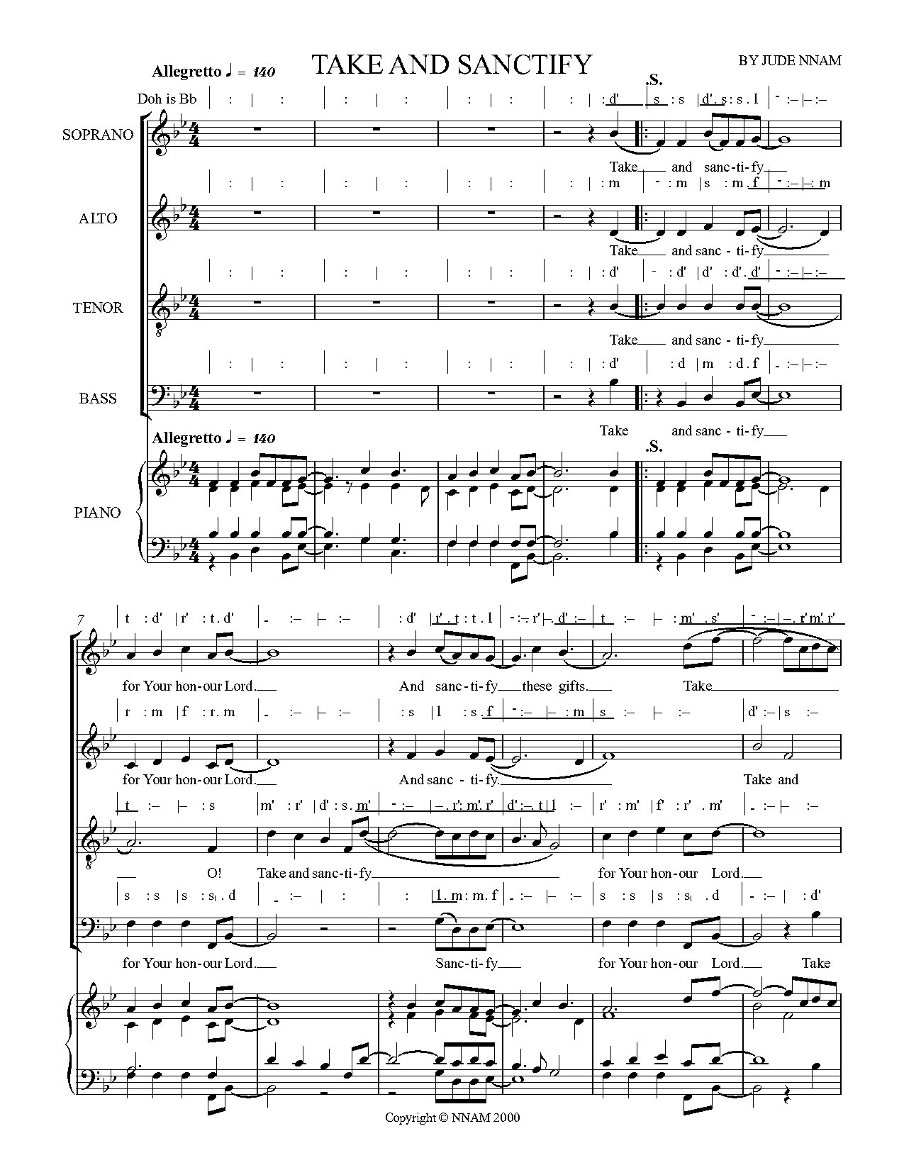 Take And Sanctify - Download Choir Script PDF