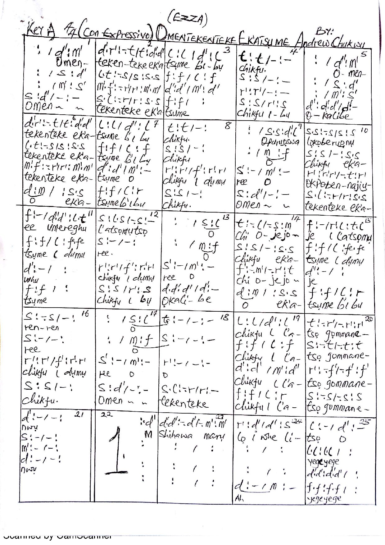 Omentekenteke Ek Atsu MÈ - Download Choir Script PDF