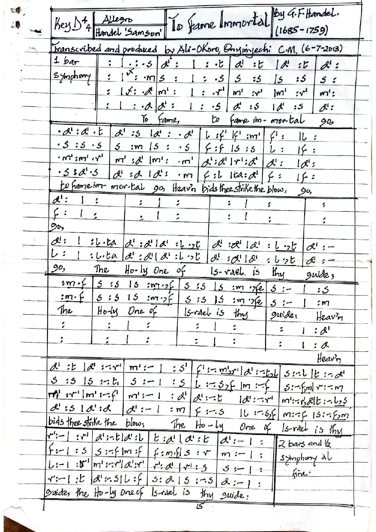 To Fame Immortal - Download Choir Script PDF