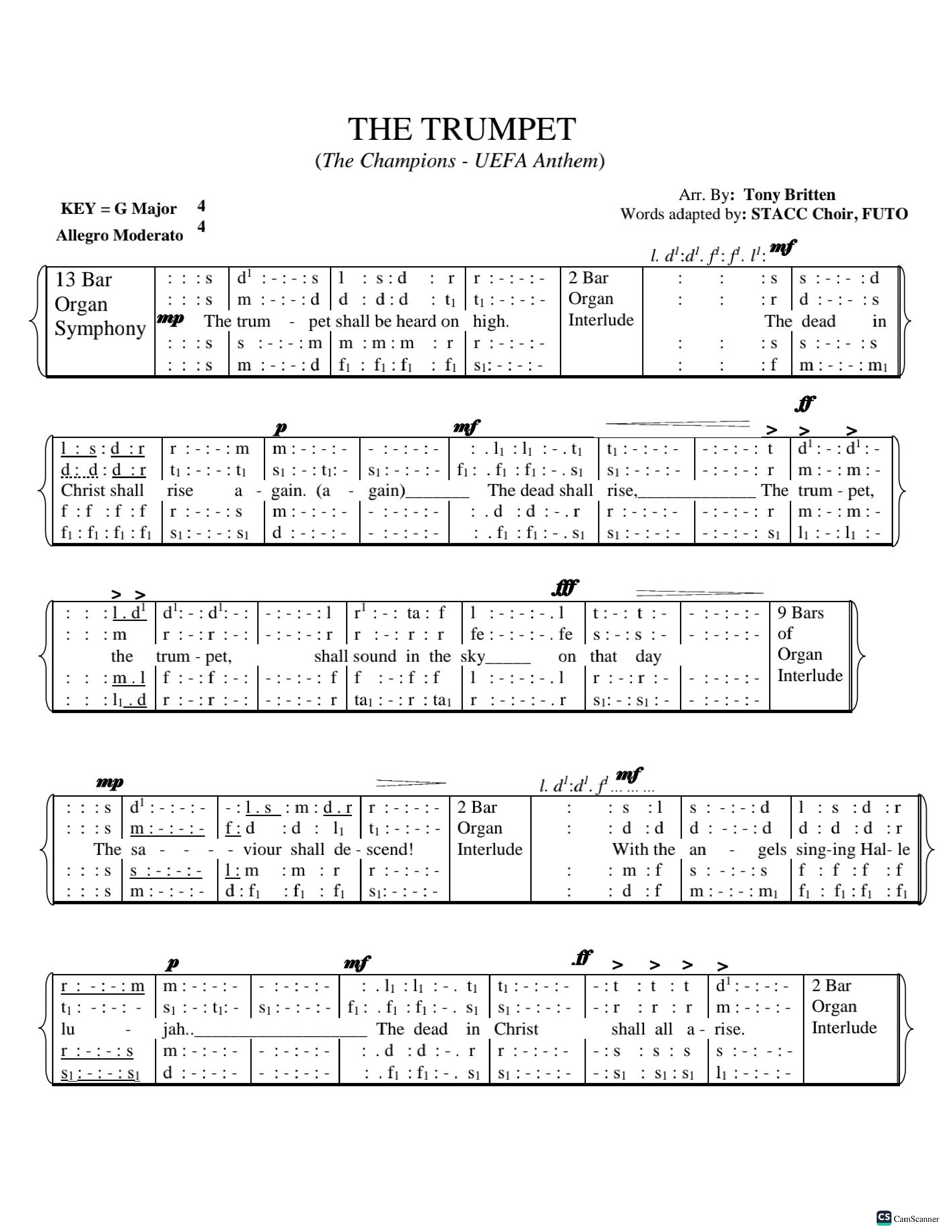 The Trumpet (uefa Anthem Tune) - Download Choir Script PDF