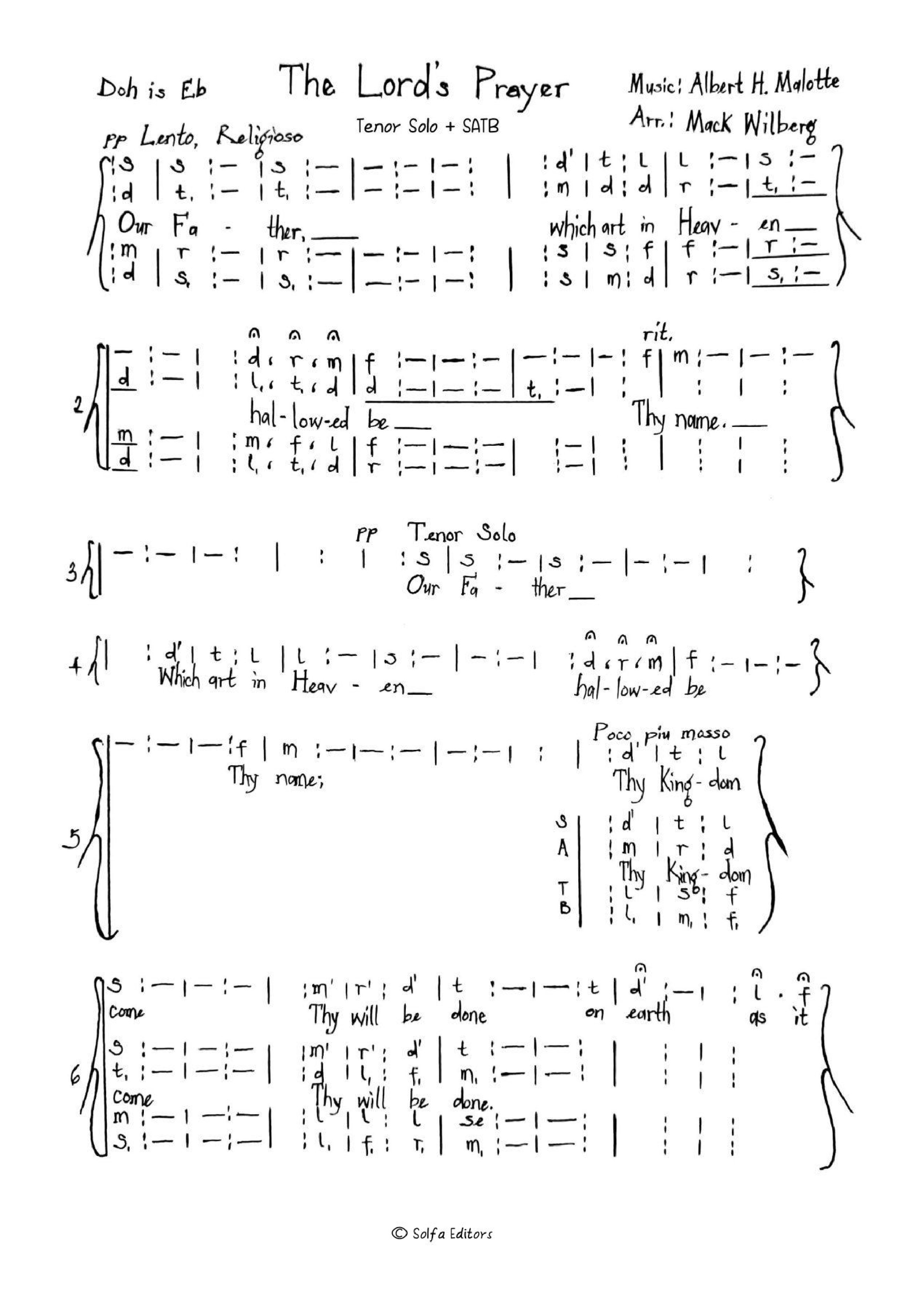 The Lord S Prayer - Arr. Mack Wilberg - Download Choir Script PDF