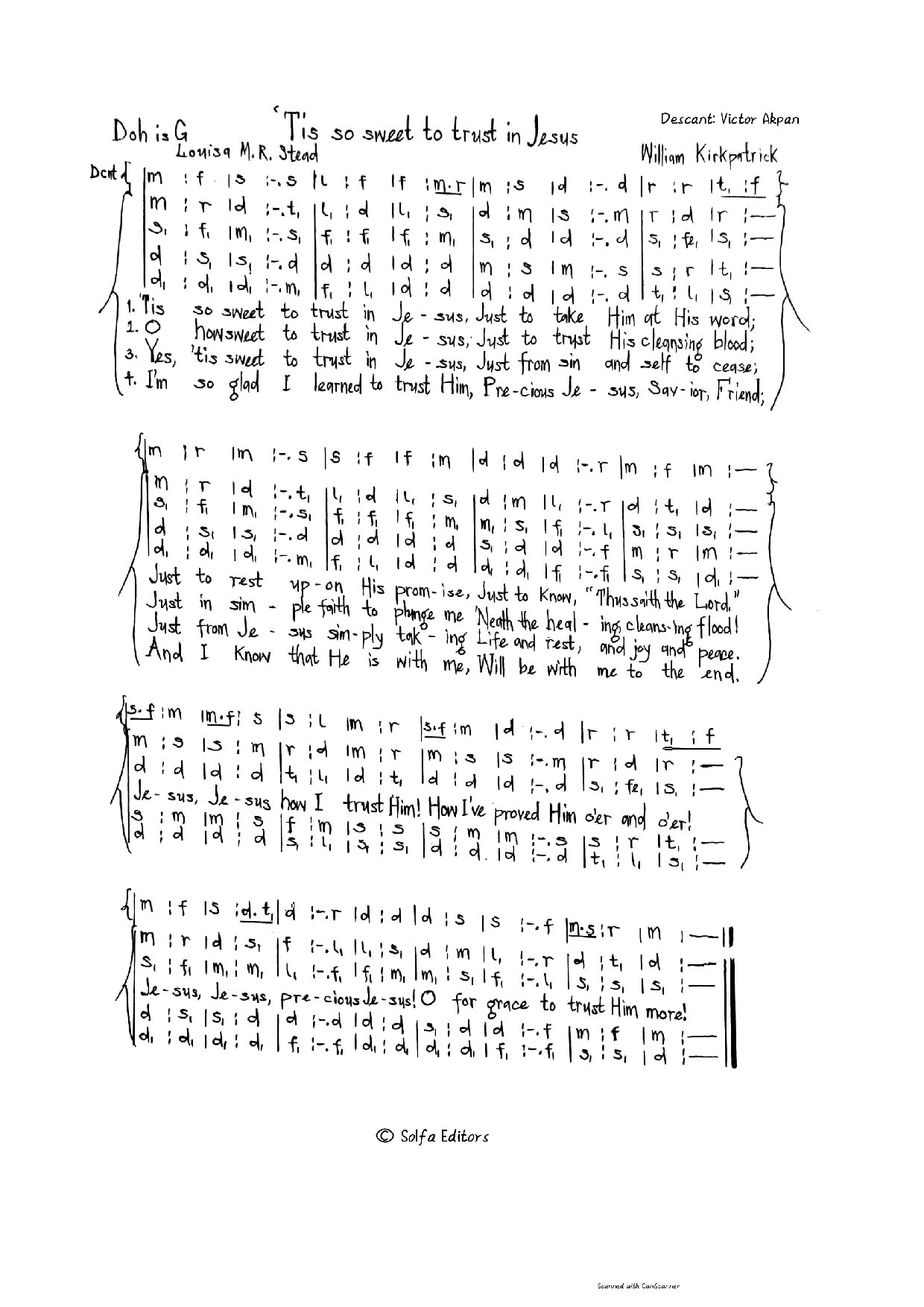 T’is Too Sweet To Trust In Jesus - Download Choir Script PDF