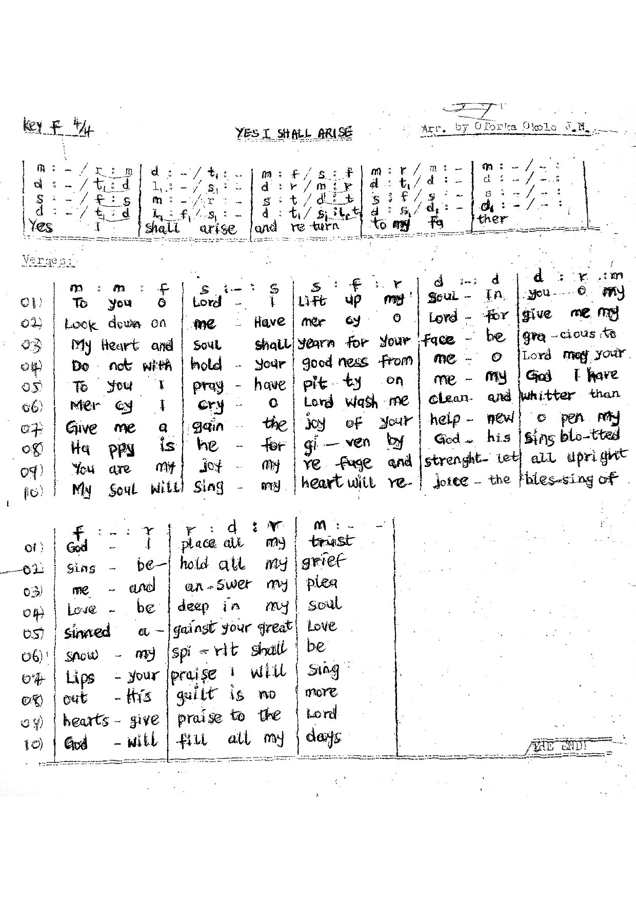 Yes I Shall Arise - Download Choir Script PDF