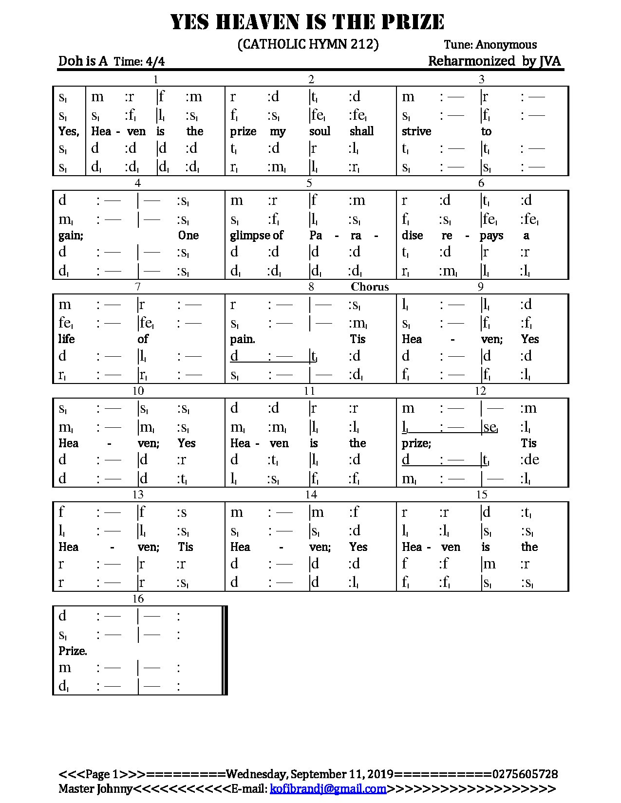 Yes Heaven Is The Prize By James Varrick Armaah - Download Choir Script PDF