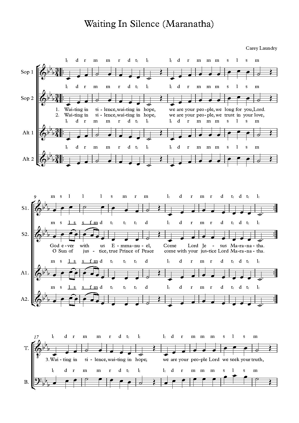 Waiting In Silence Maranatha - Download Choir Script PDF