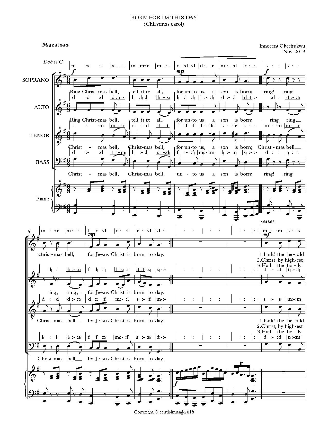 Xmass Born For Us This Day - Download Choir Script PDF