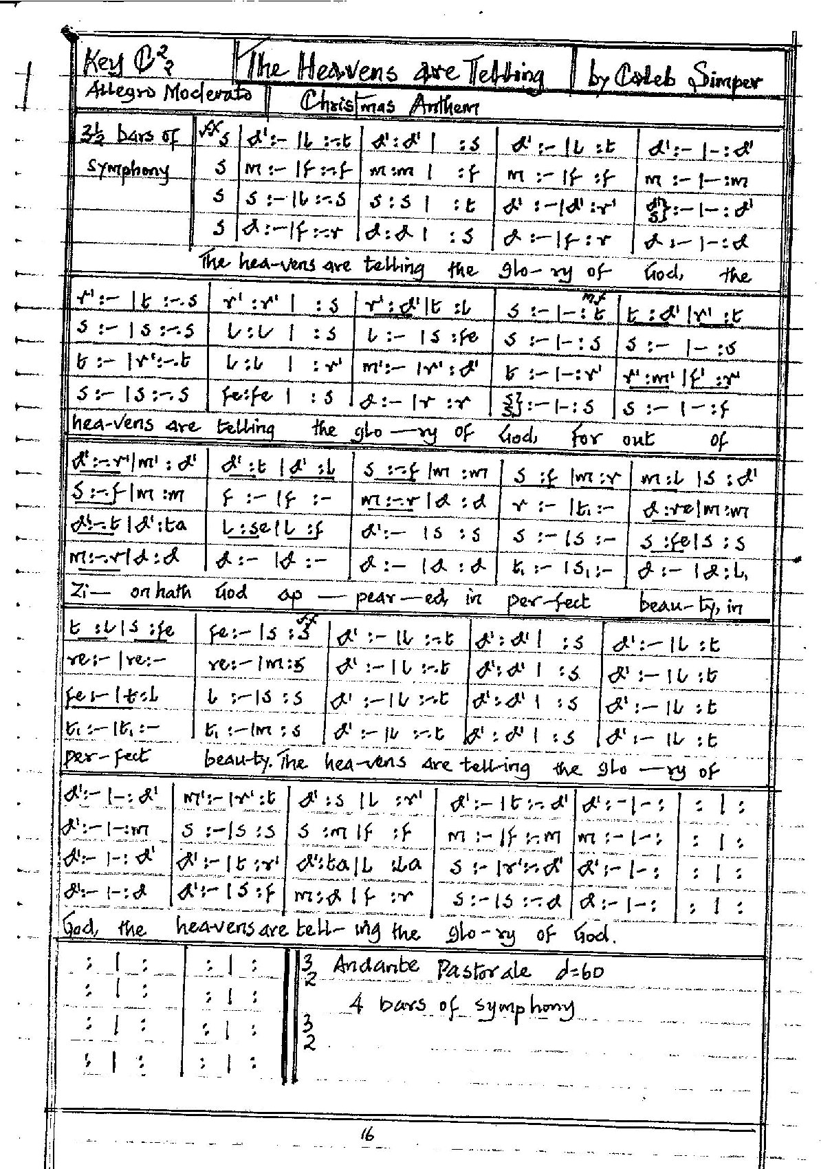 The Heavens Are Telling Caleb Simper - Download Choir Script PDF
