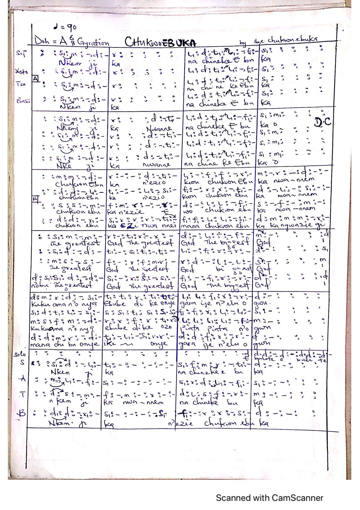 Chukwuebuka (ibe Chukwuebuka) - Download Choir Script PDF
