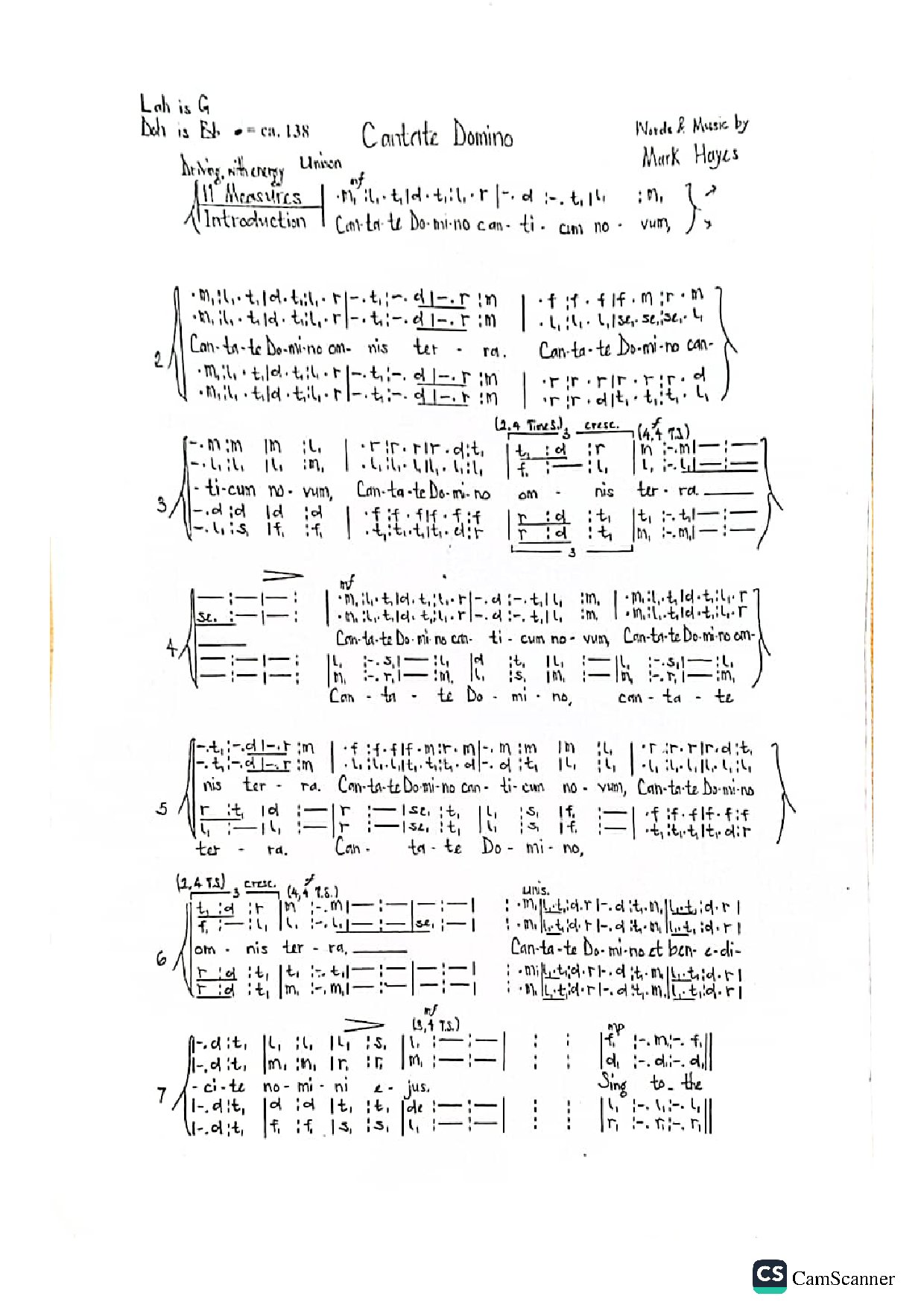 Cantate Domino By Mark Hayes - Download Choir Script PDF