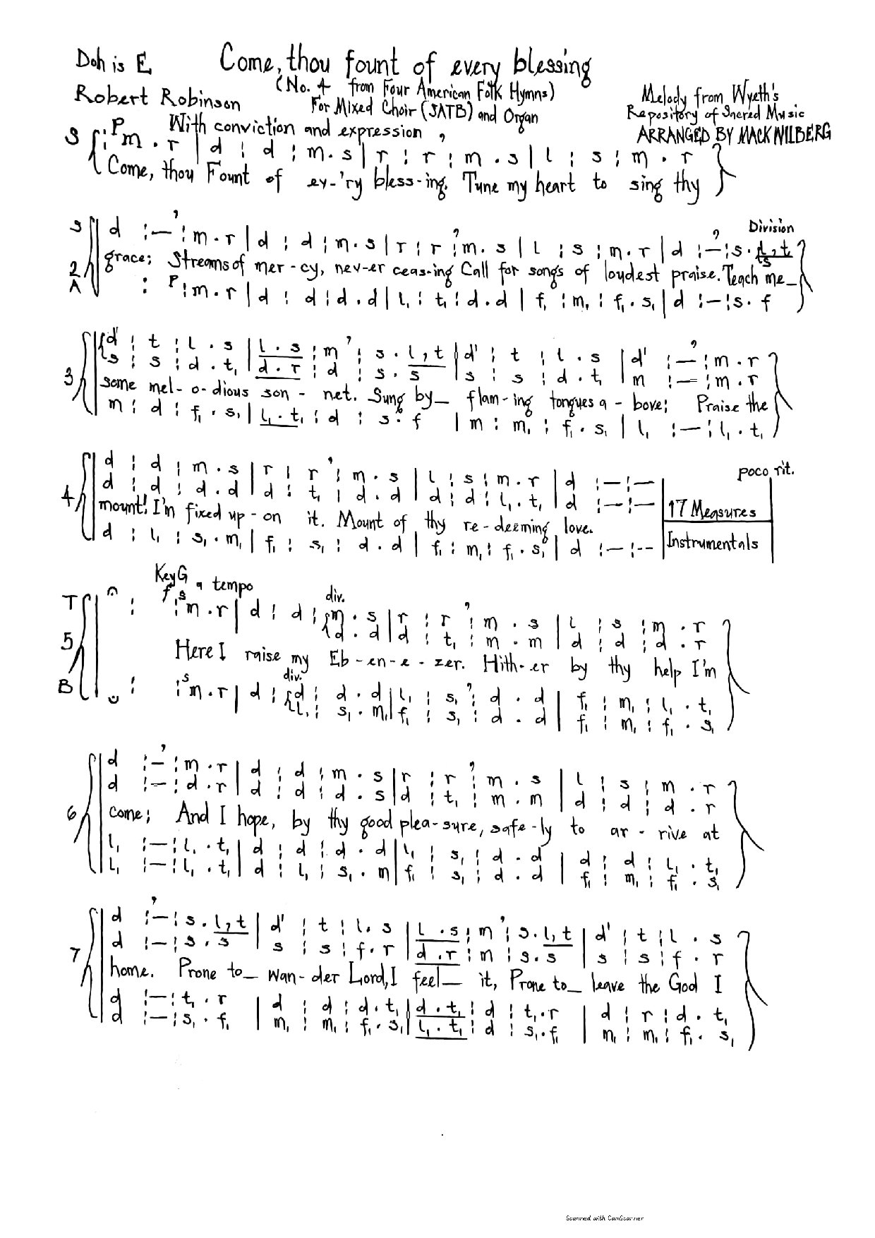 Come, Thou Fount - Mack Wilberg - Download Choir Script PDF