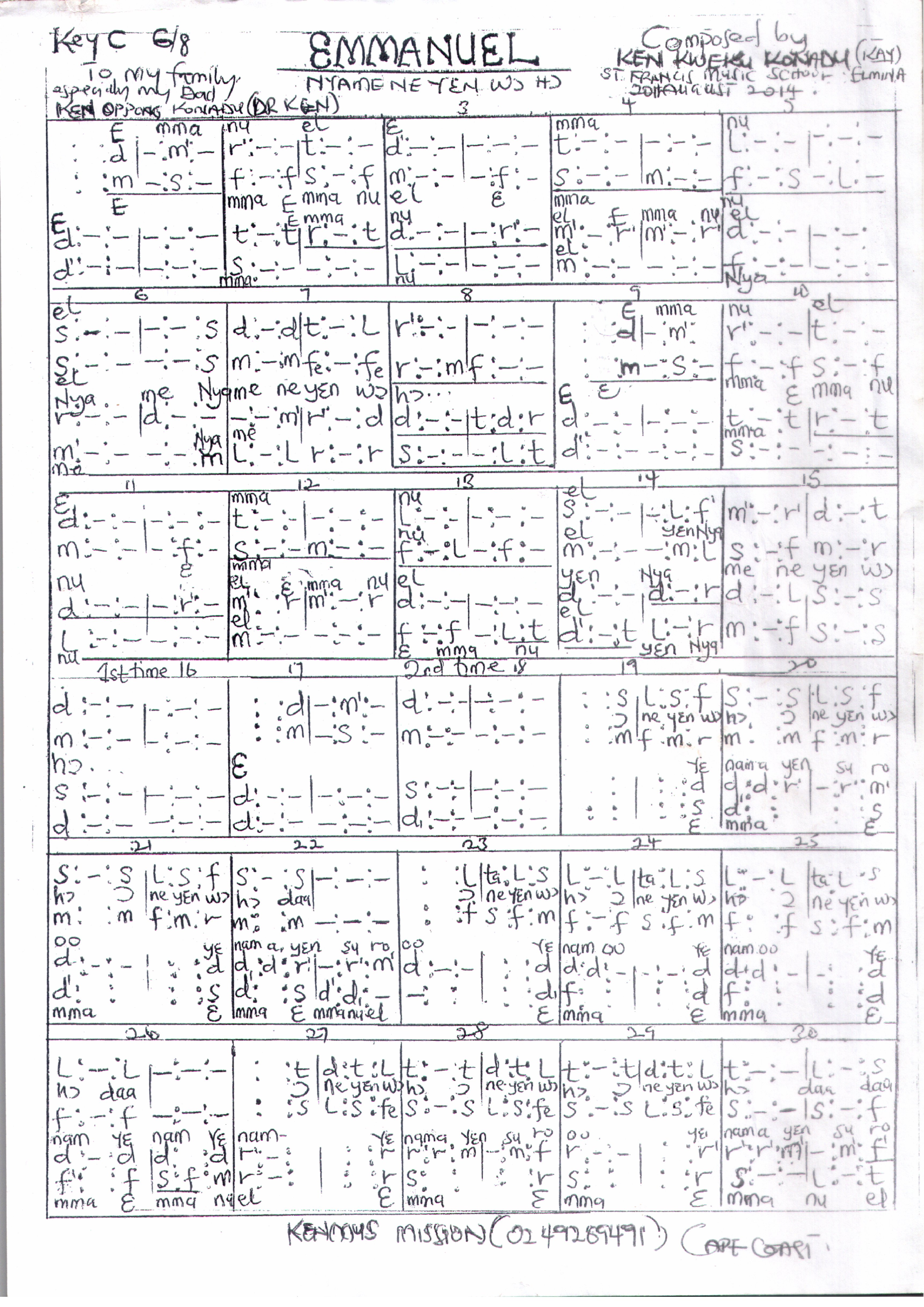 (Xmas) Emmanuel [ken] - Download Choir Script PDF