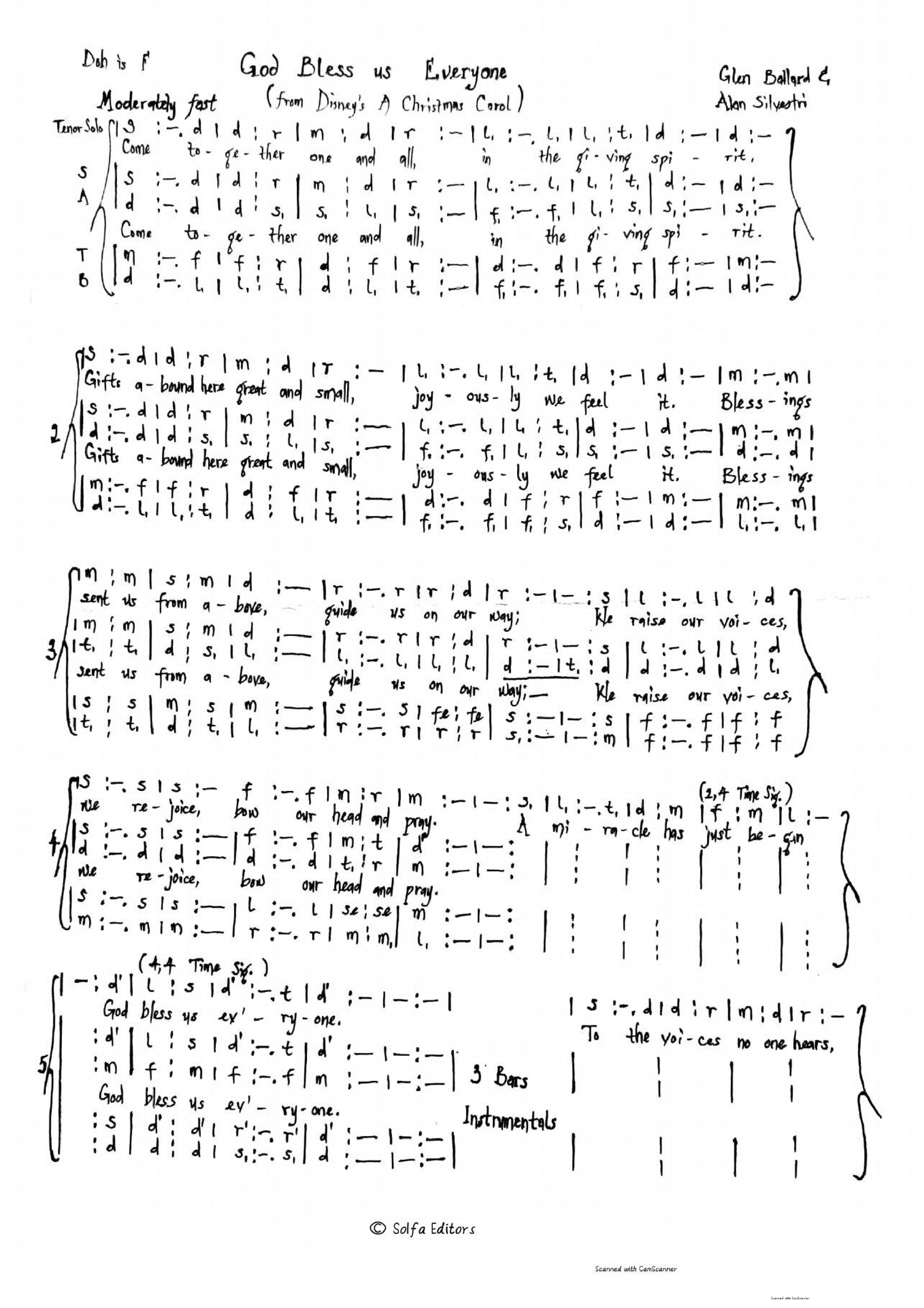 (Xmas) God Bless Us Everyone - Download Choir Script PDF