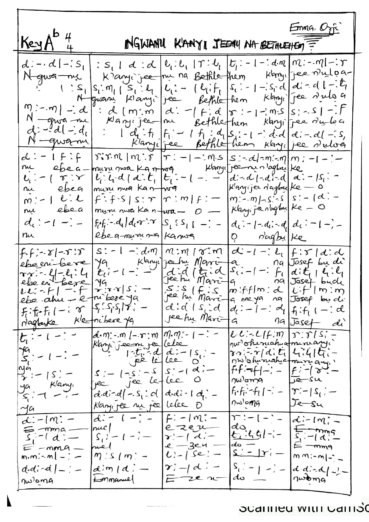 (Xmas) Ngwanu K'anyi Jeenu Na Bethlehem - Emma Orji - Download Choir Script PDF