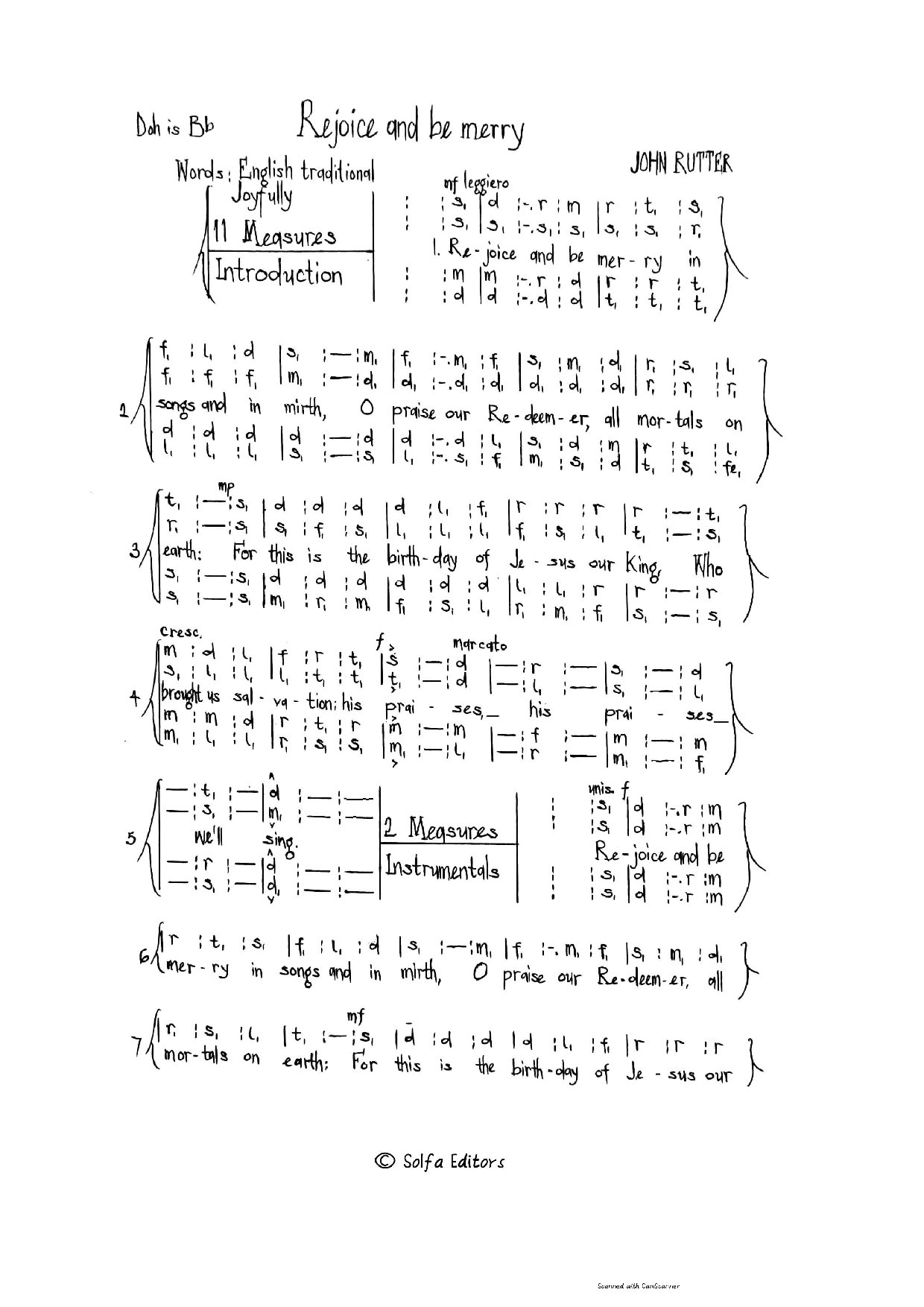 (Xmas) Rejoice And Be Merry - Rutter - Download Choir Script PDF