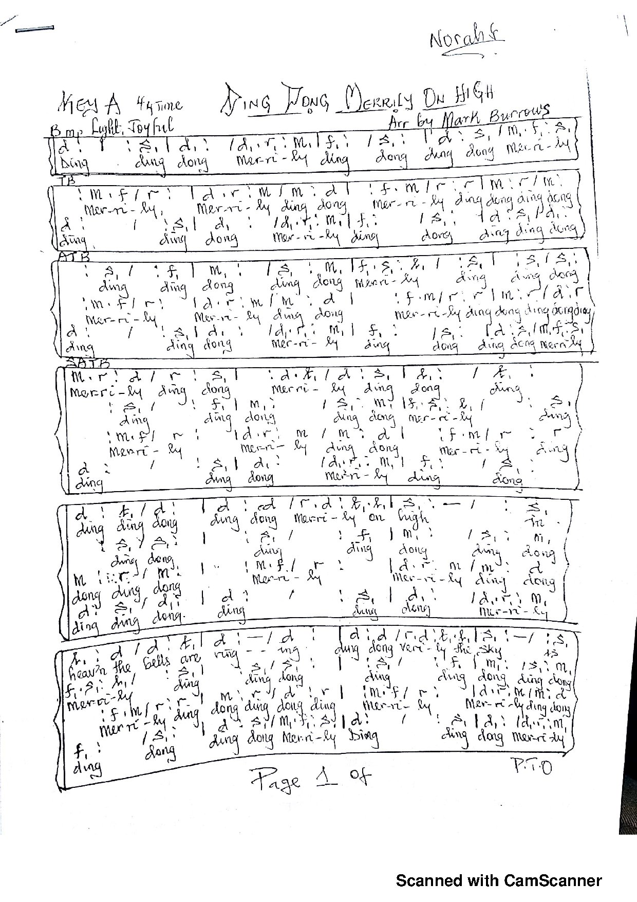 (Xmas) Ding Dong Merrily On High - Download Choir Script PDF