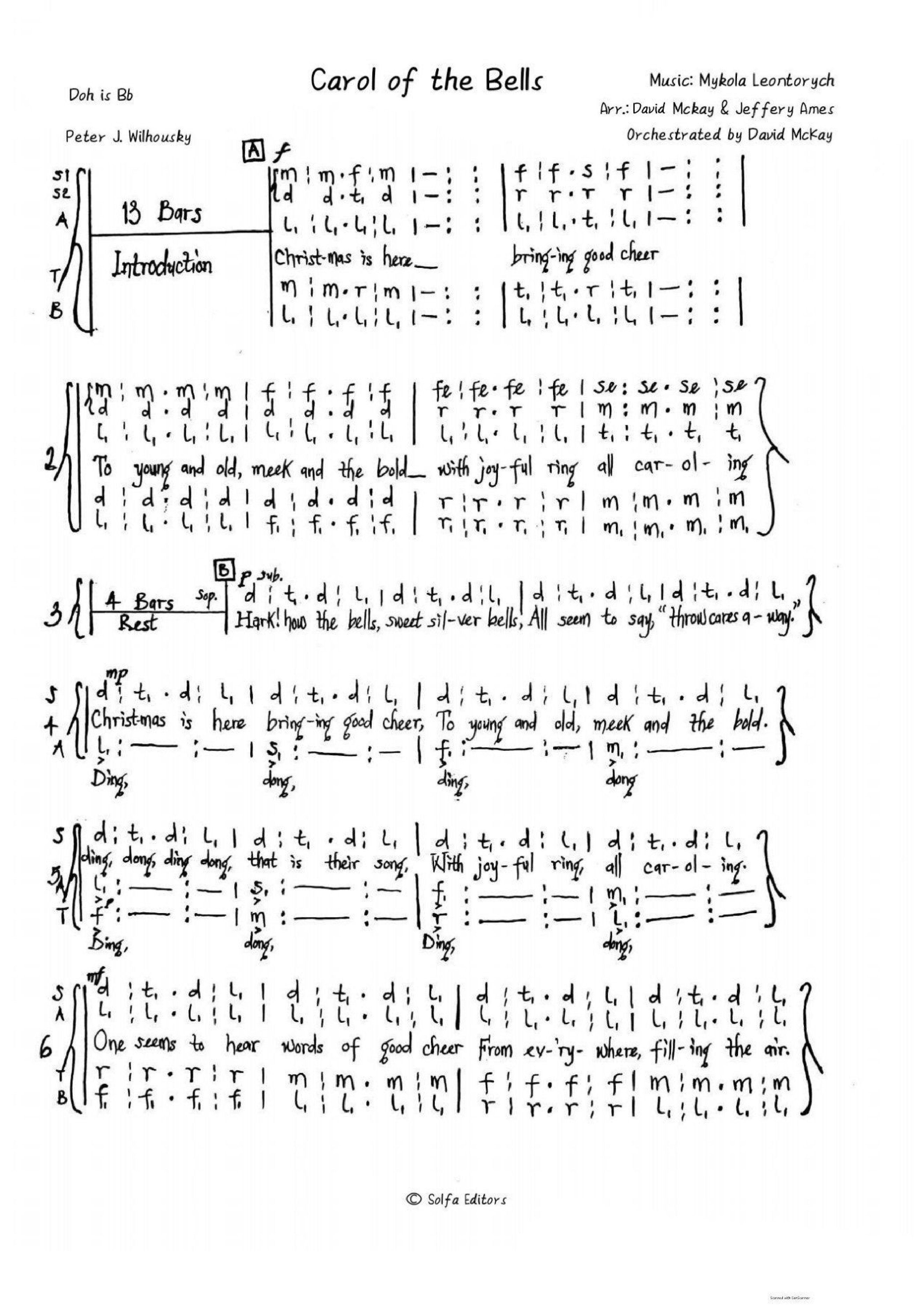 (Xmas) Carol Of The Bells - David Mckay - Download Choir Script PDF