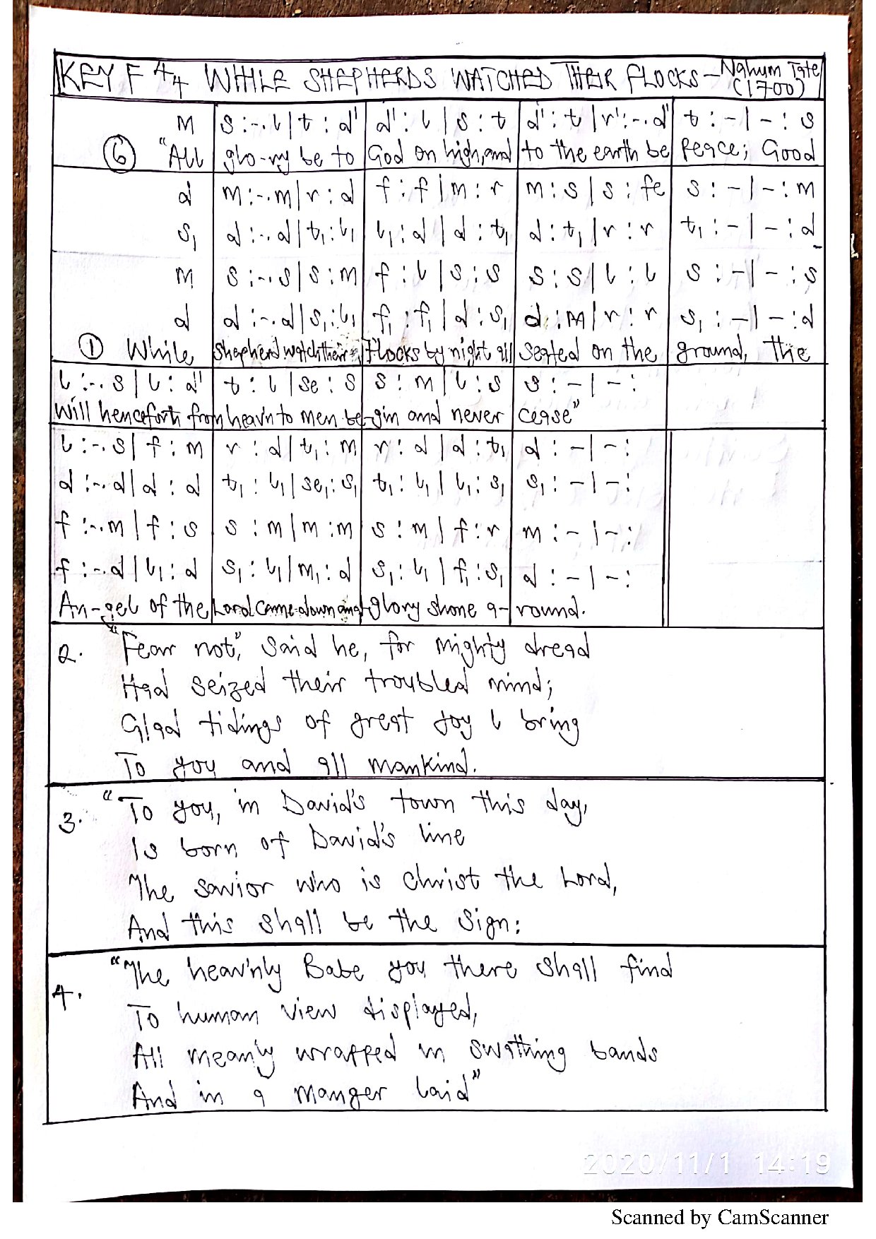 (Xmas) While Shepherd Watched Their Flocks - Download Choir Script PDF