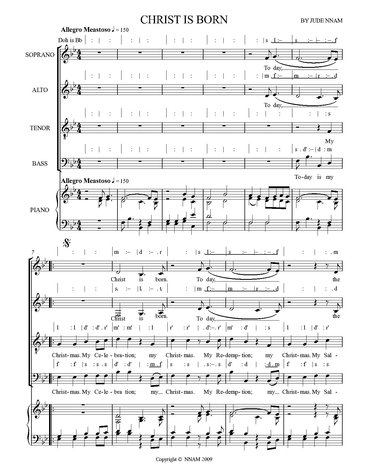 (Xmas) Christ Is Born - Jude Nnam - Download Choir Script PDF