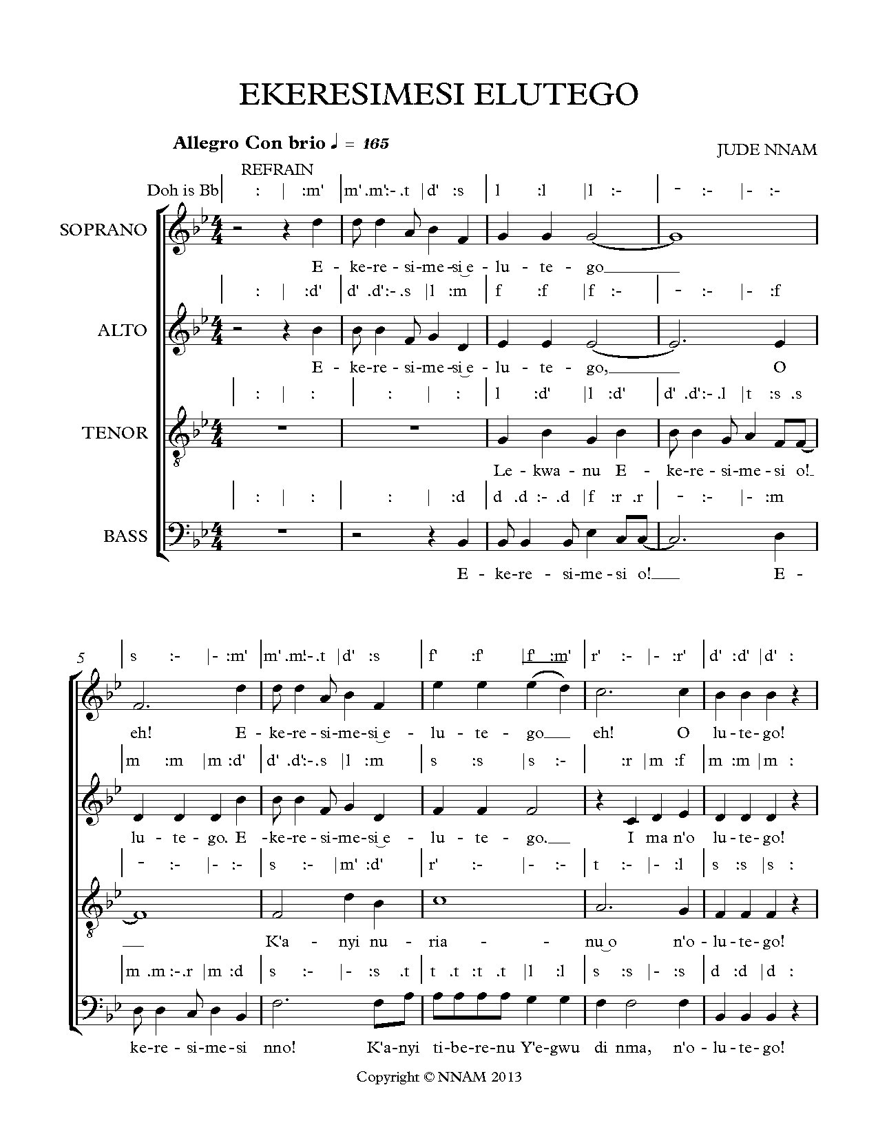 (Xmas) Ekeresimesi Elutego - Jude Nnam - Download Choir Script PDF