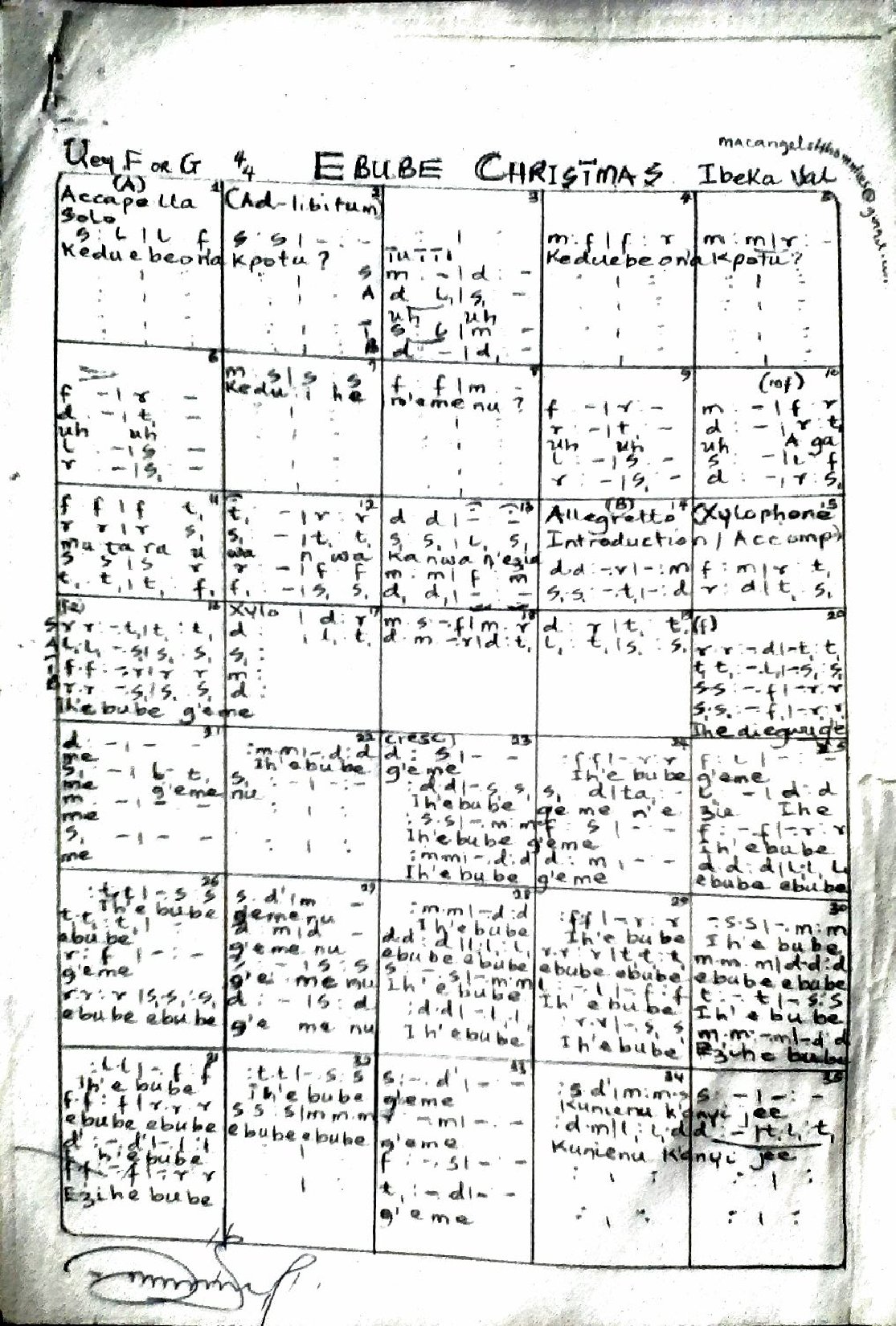 (Xmas) Ebube Christmas - Download Choir Script PDF