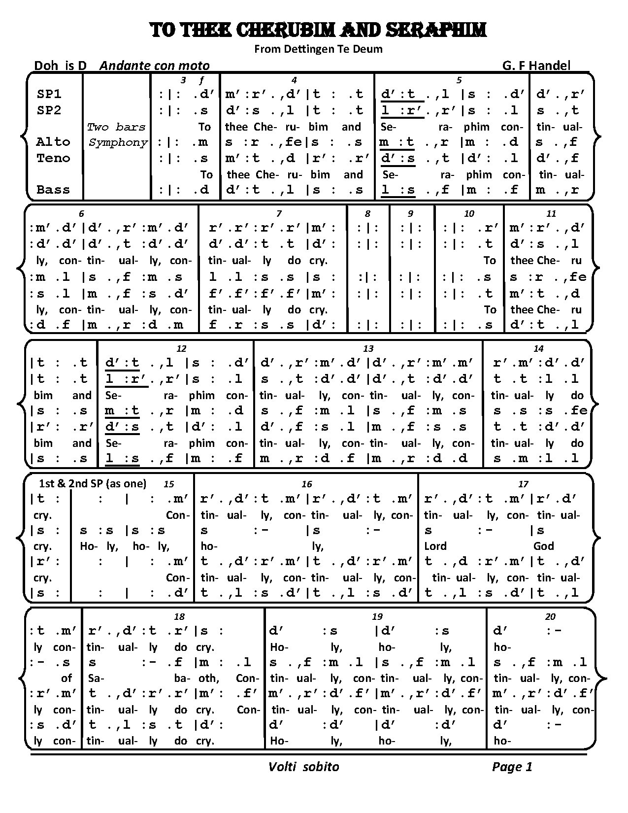 (Concert) To Thee Cherubim And Seraphim - G. F. Handel - Download Choir Script PDF
