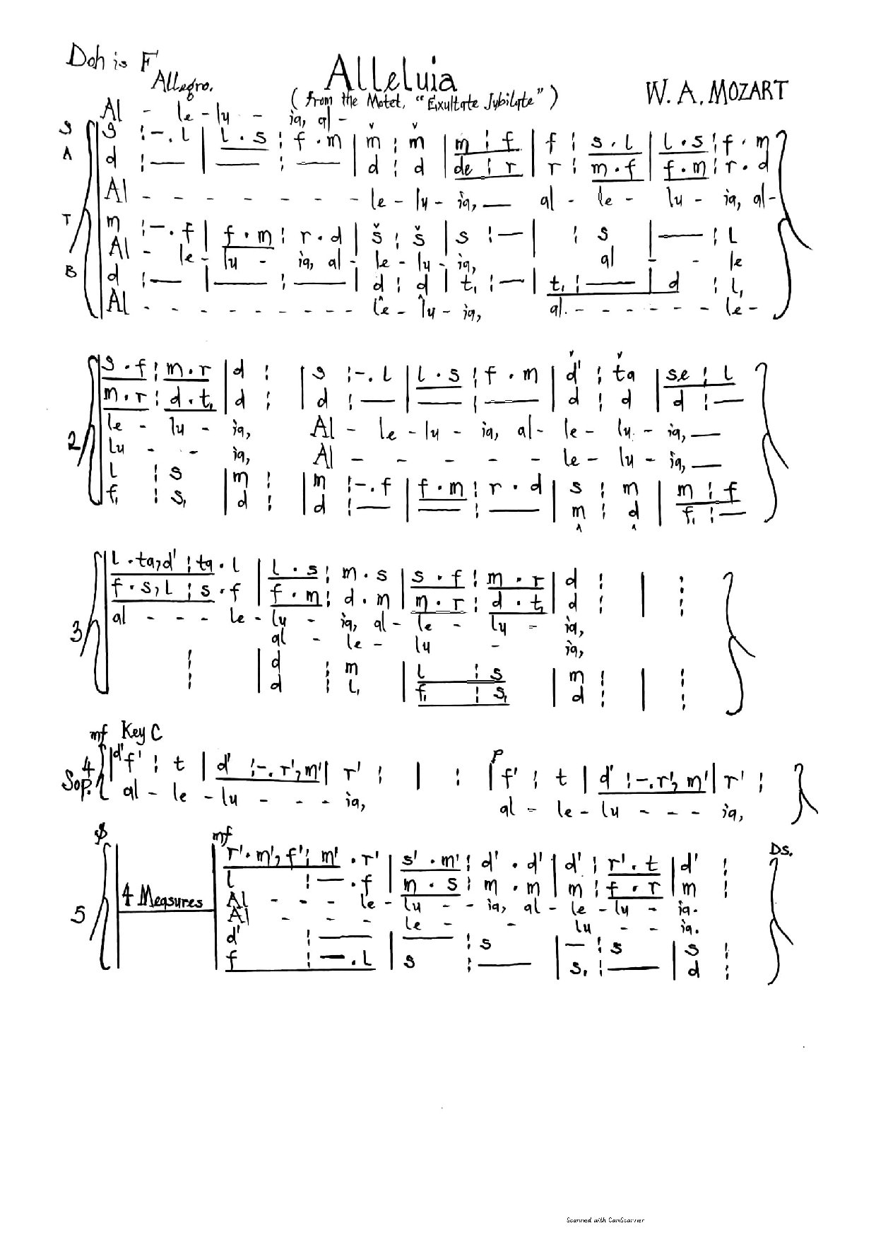 (Concert) Alleluia (exultate) Mozart - Download Choir Script PDF