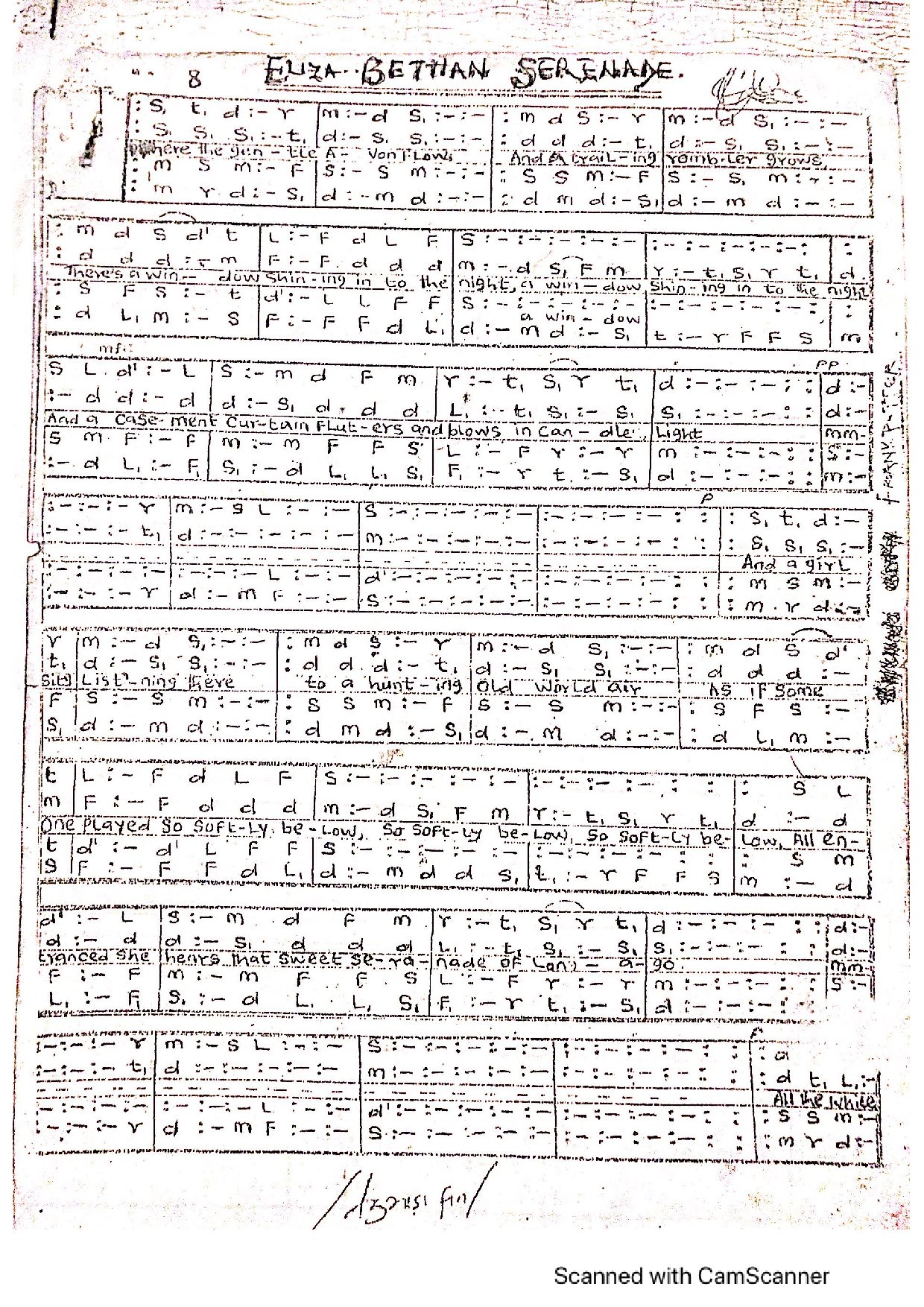 (Concert) Eliza Bethan Serenade(sweet Serenade) - Download Choir Script PDF