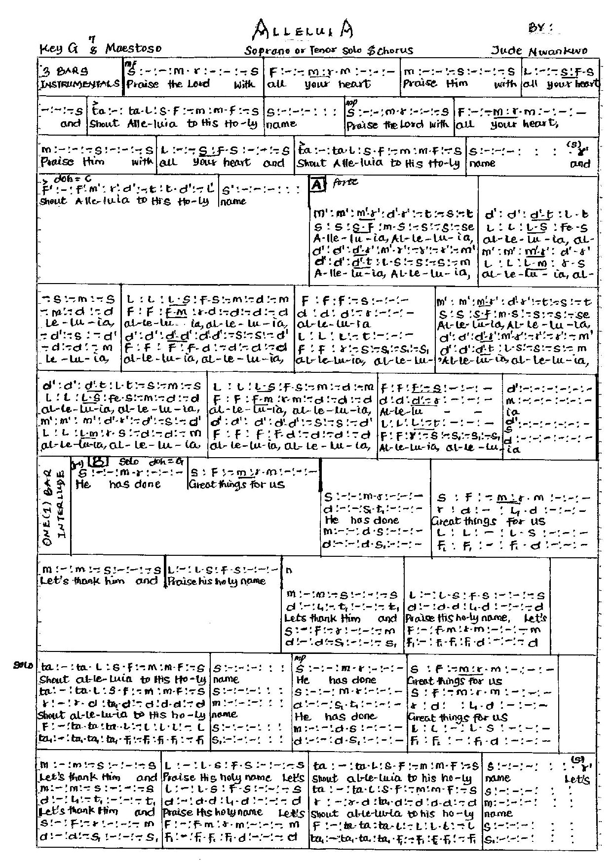 (Concert) Alleluia 7:8 - Jude Nwankwo - Download Choir Script PDF