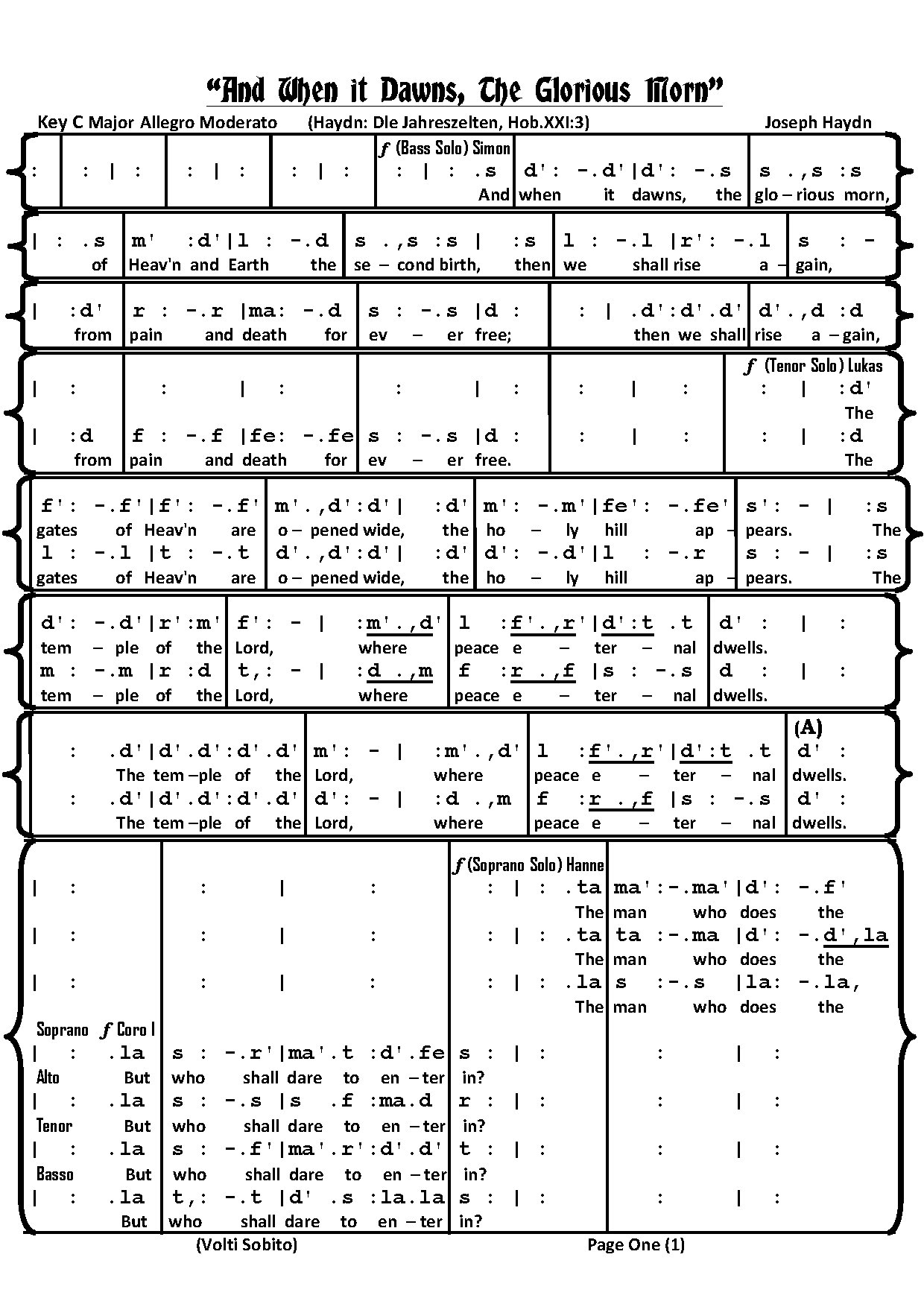 (Concert) And When It Dawns The Glorious Morn - G. F Handel - Download Choir Script PDF
