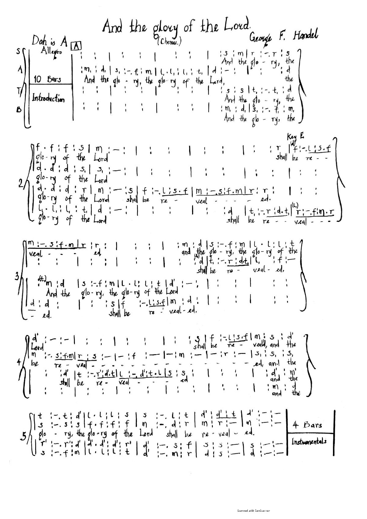 (Concert) And The Glory Of The Lord - Handel - Download Choir Script PDF