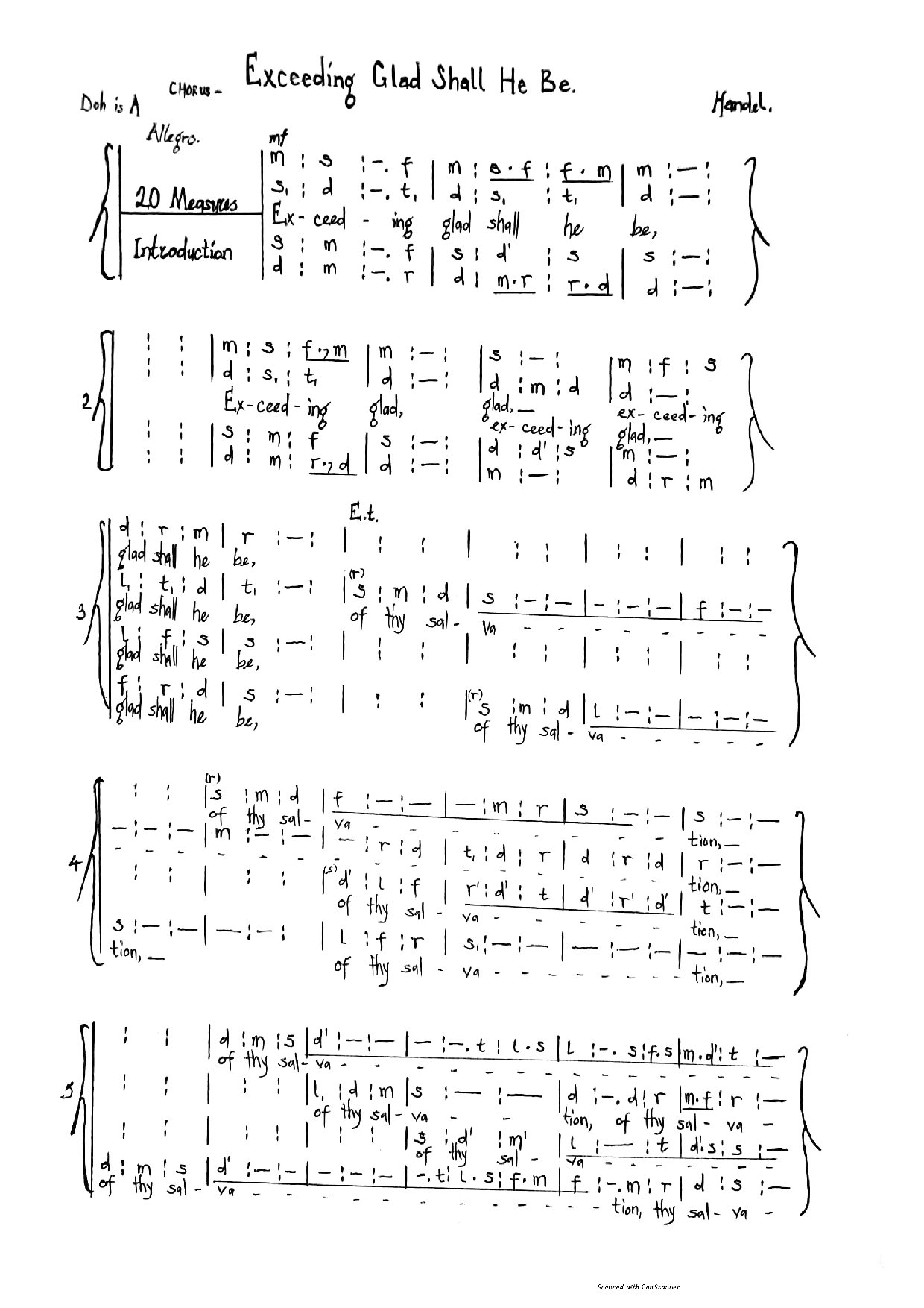 (Concert) Exceeding Glad - G. F. Handel - Download Choir Script PDF