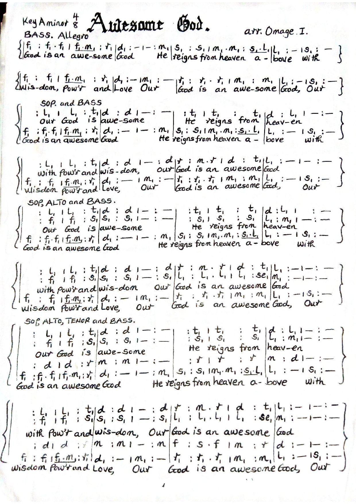 (Concert) Awesome God - Download Choir Script PDF