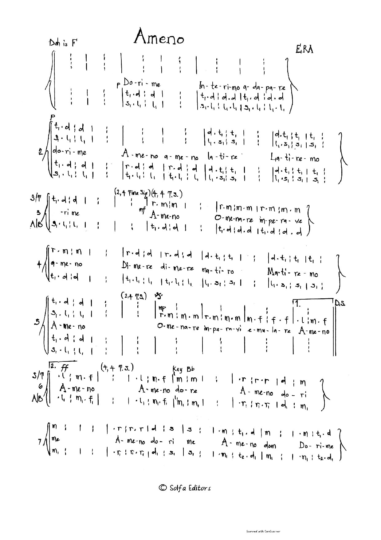 (Concert) Ameno - Era - Download Choir Script PDF