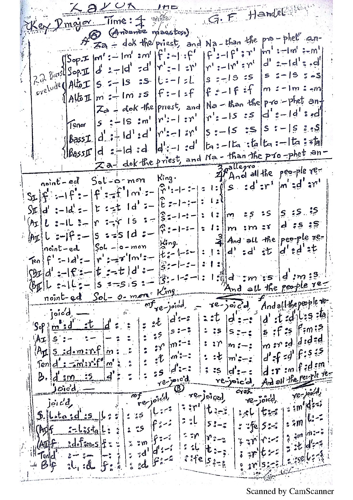 (Concert) Zadok The Priest - G. F. Handel - Download Choir Script PDF