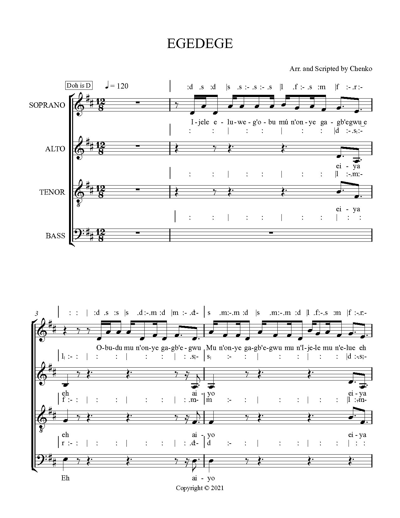 (Concert) Egedege - Arr. Chenko