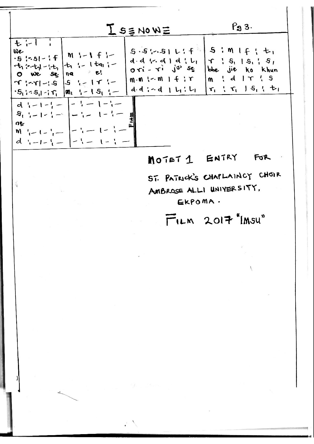 Isenowe - Download Choir Script PDF