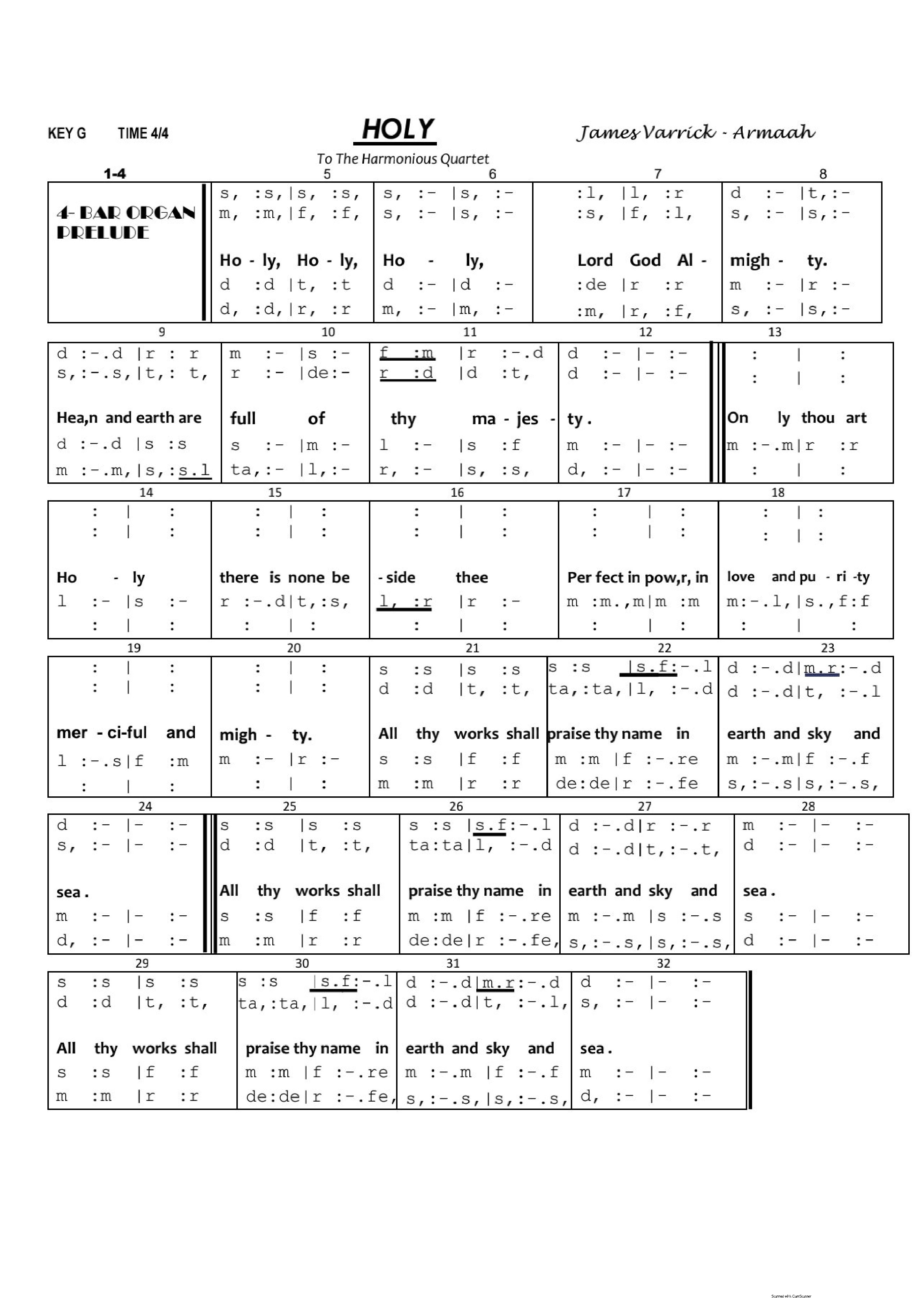 Holy Jva - Download Choir Script PDF
