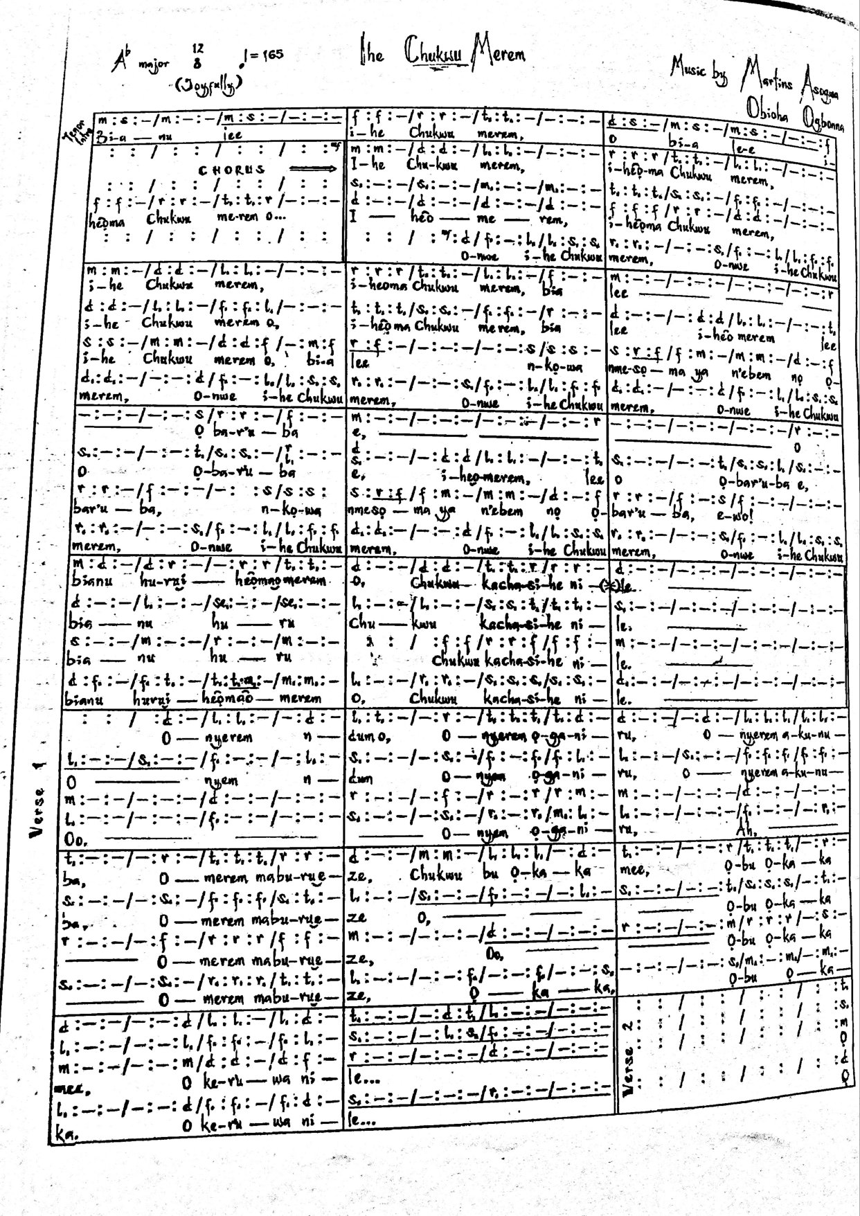 Ihe Chukwu Merem - Download Choir Script PDF