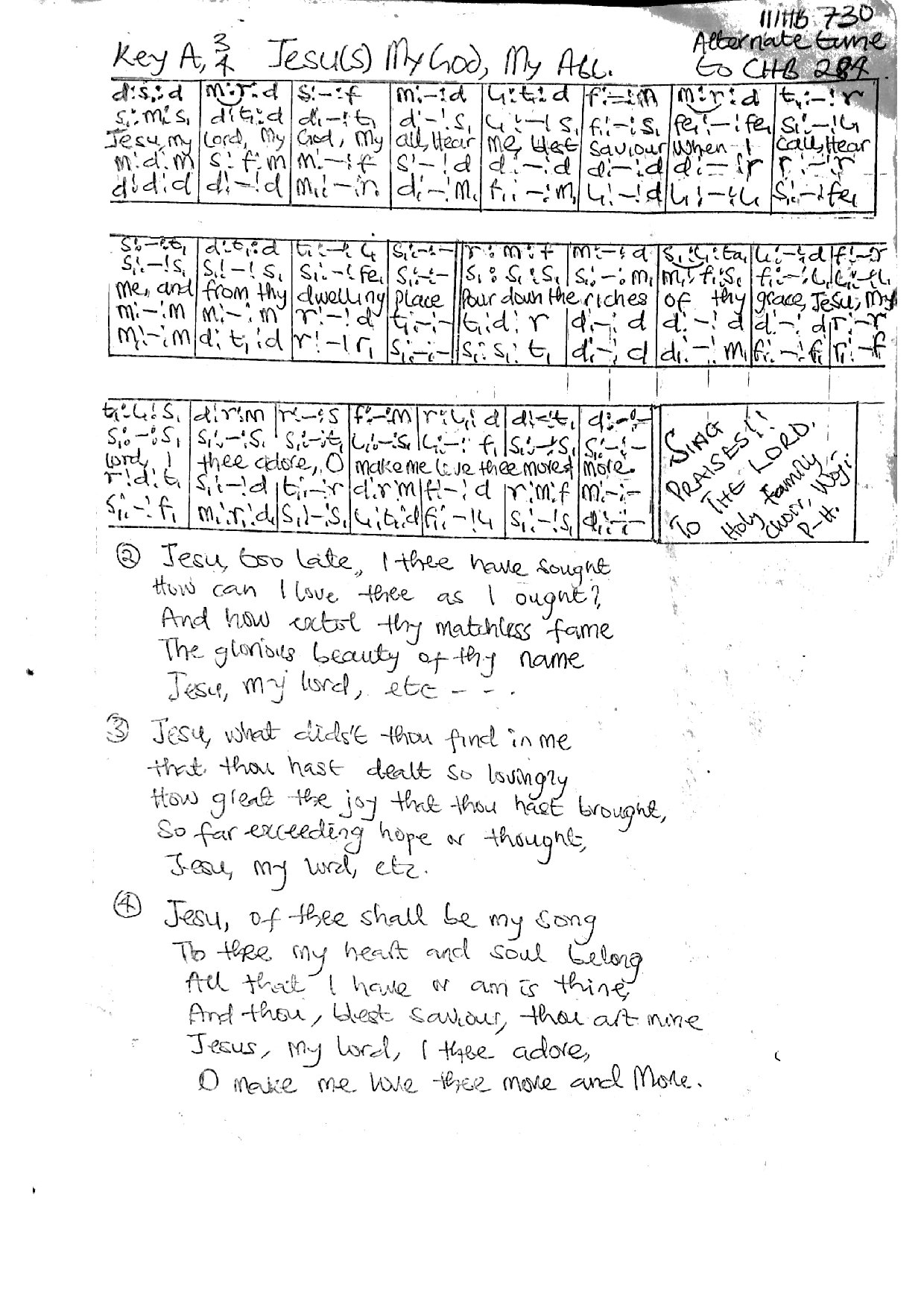 Jesu My God My All - Download Choir Script PDF