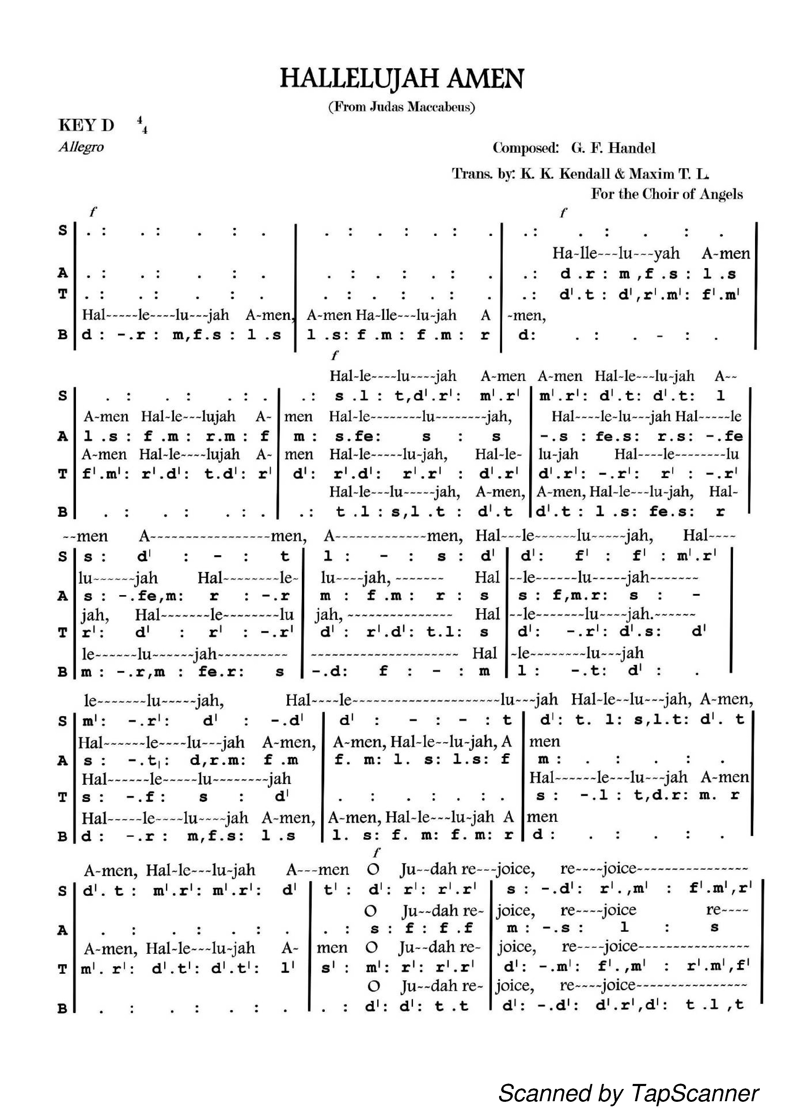 Halleluyah Amen - Download Choir Script PDF