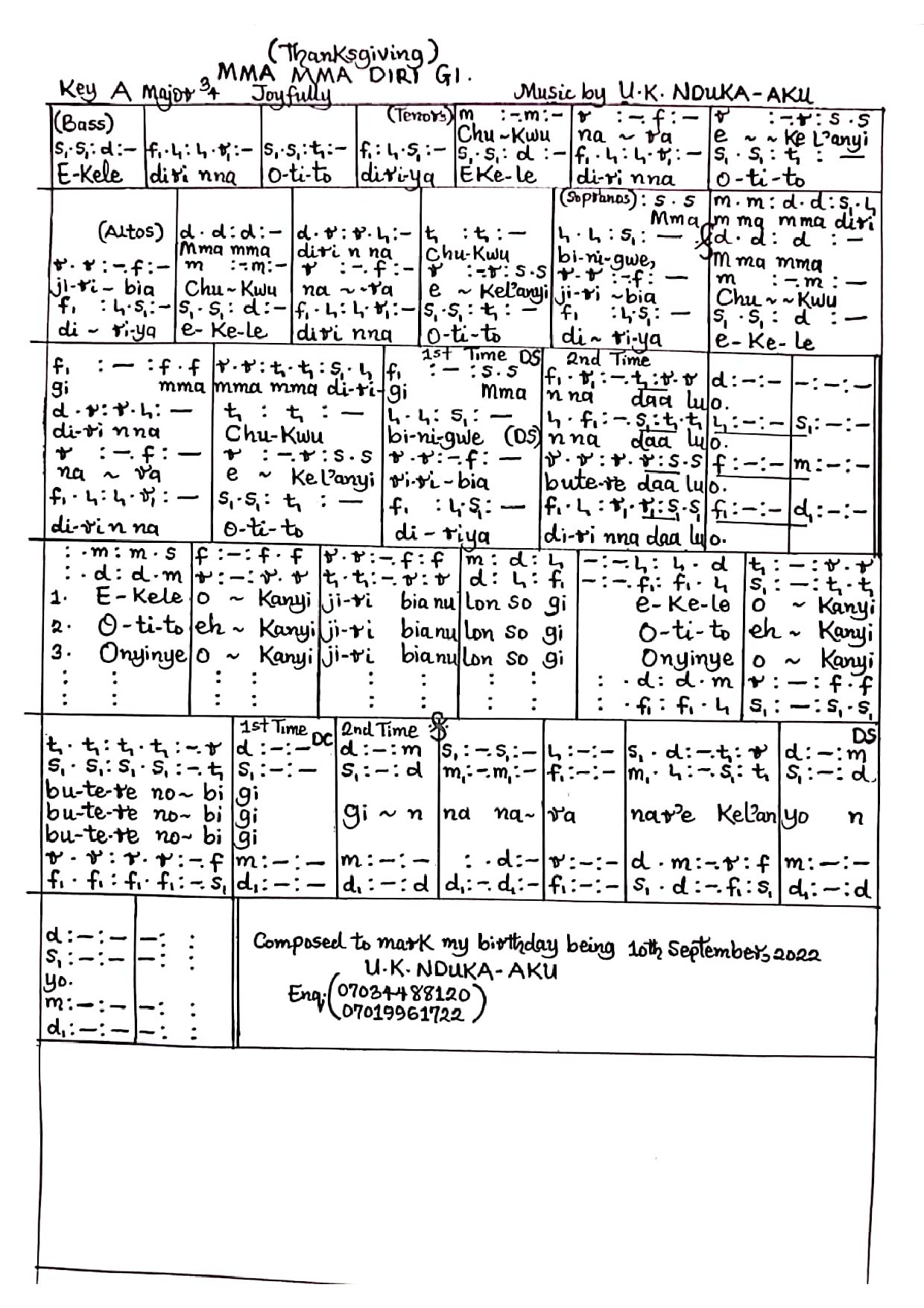Mma Mma Diri Gi ....by Ndk - Download Choir Script PDF