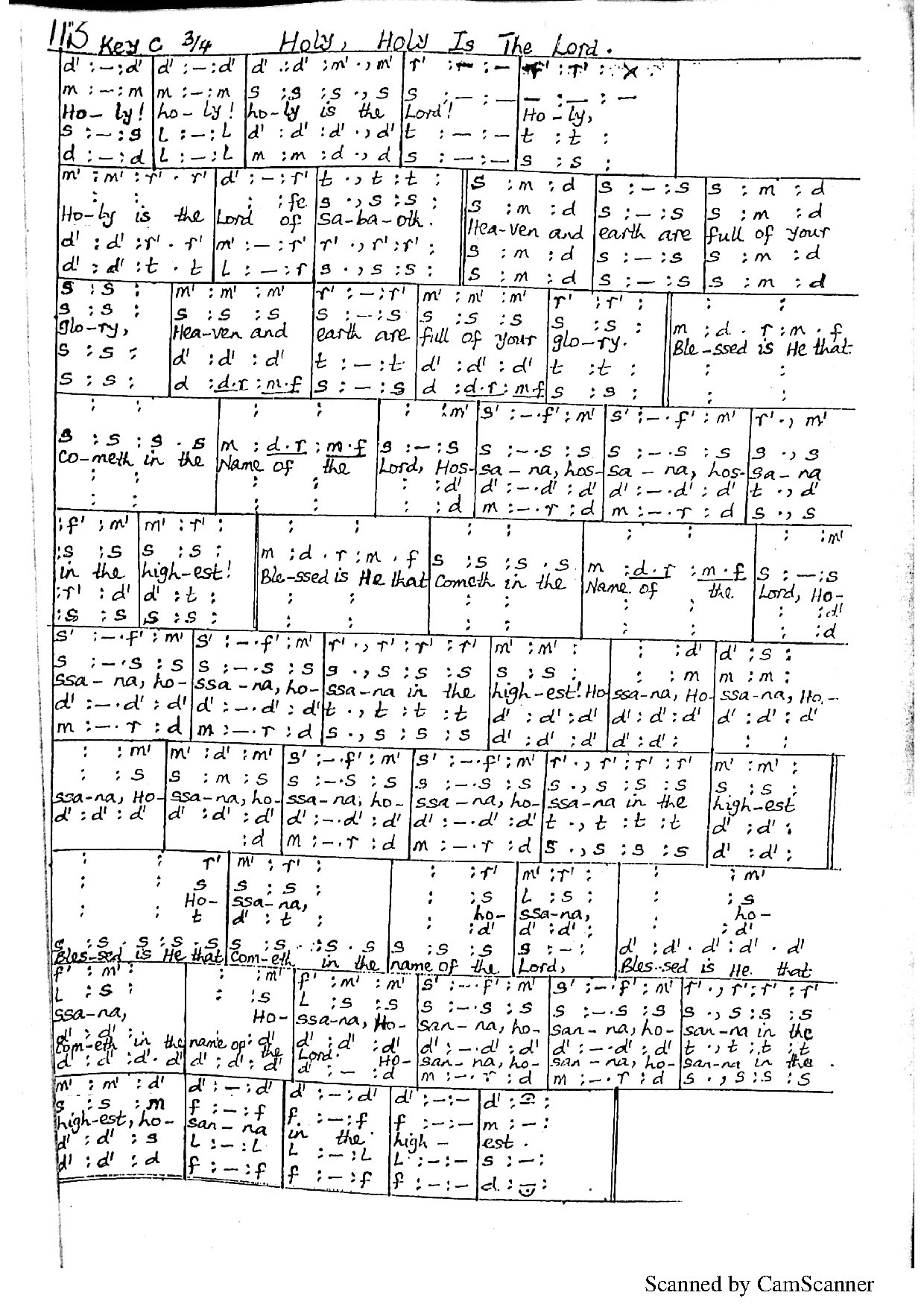 Holy, Holy Is The Lord - Download Choir Script PDF