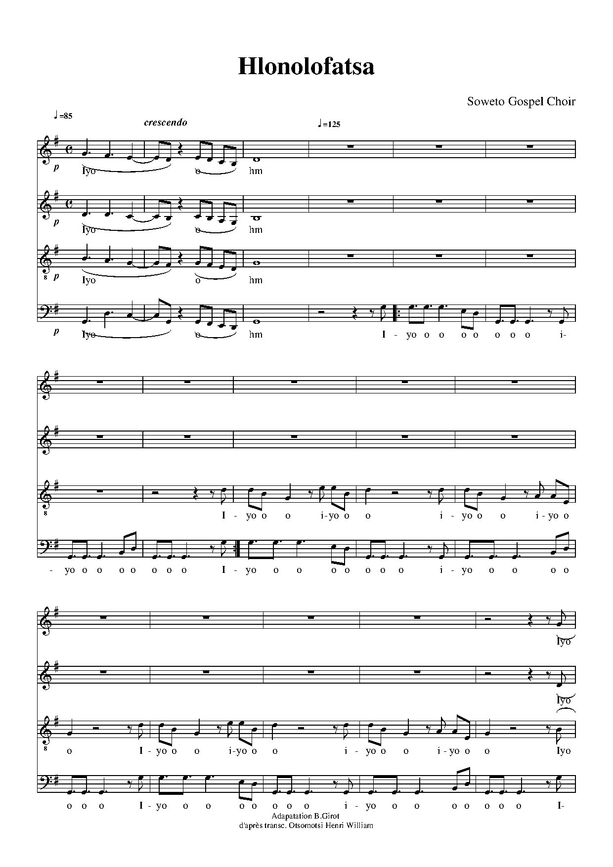Hlonolofatsa-partition - Download Choir Script PDF