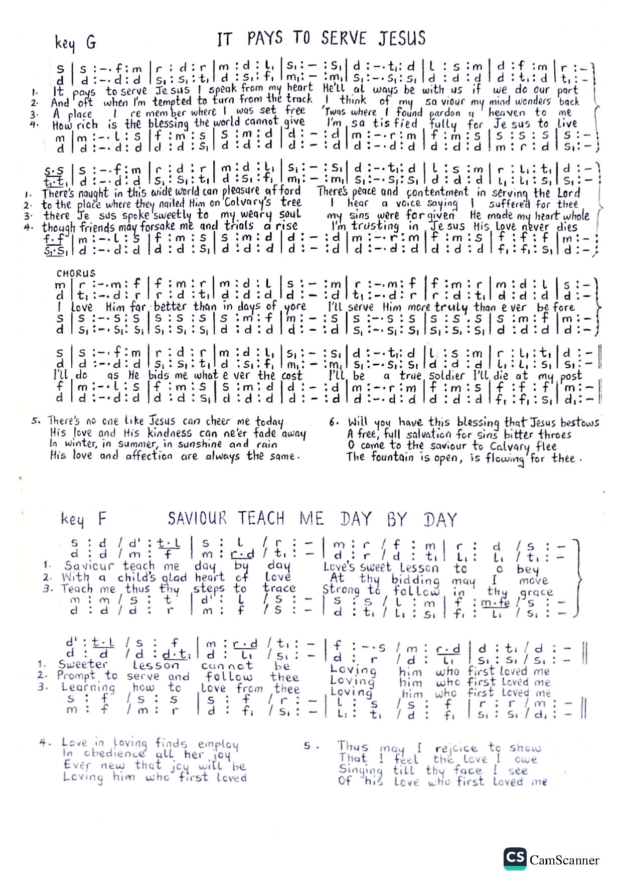 It Pays To Serve Jesus, Saviour Teach Me Day By Day - Download Choir Script PDF
