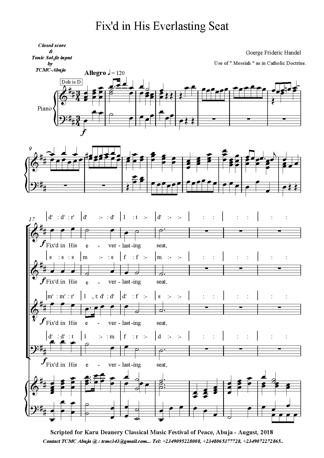 Fix D In His Everlasting Seat - Download Choir Script PDF