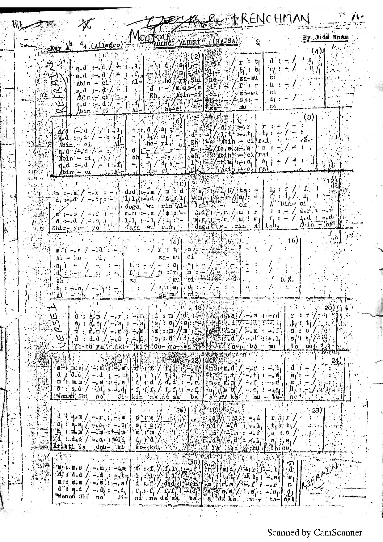 Abinci Alheri Jude Nnam - Download Choir Script PDF