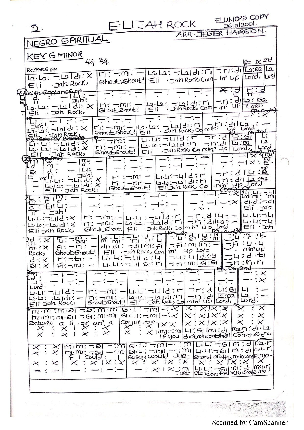Elijah Rock - Download Choir Script PDF